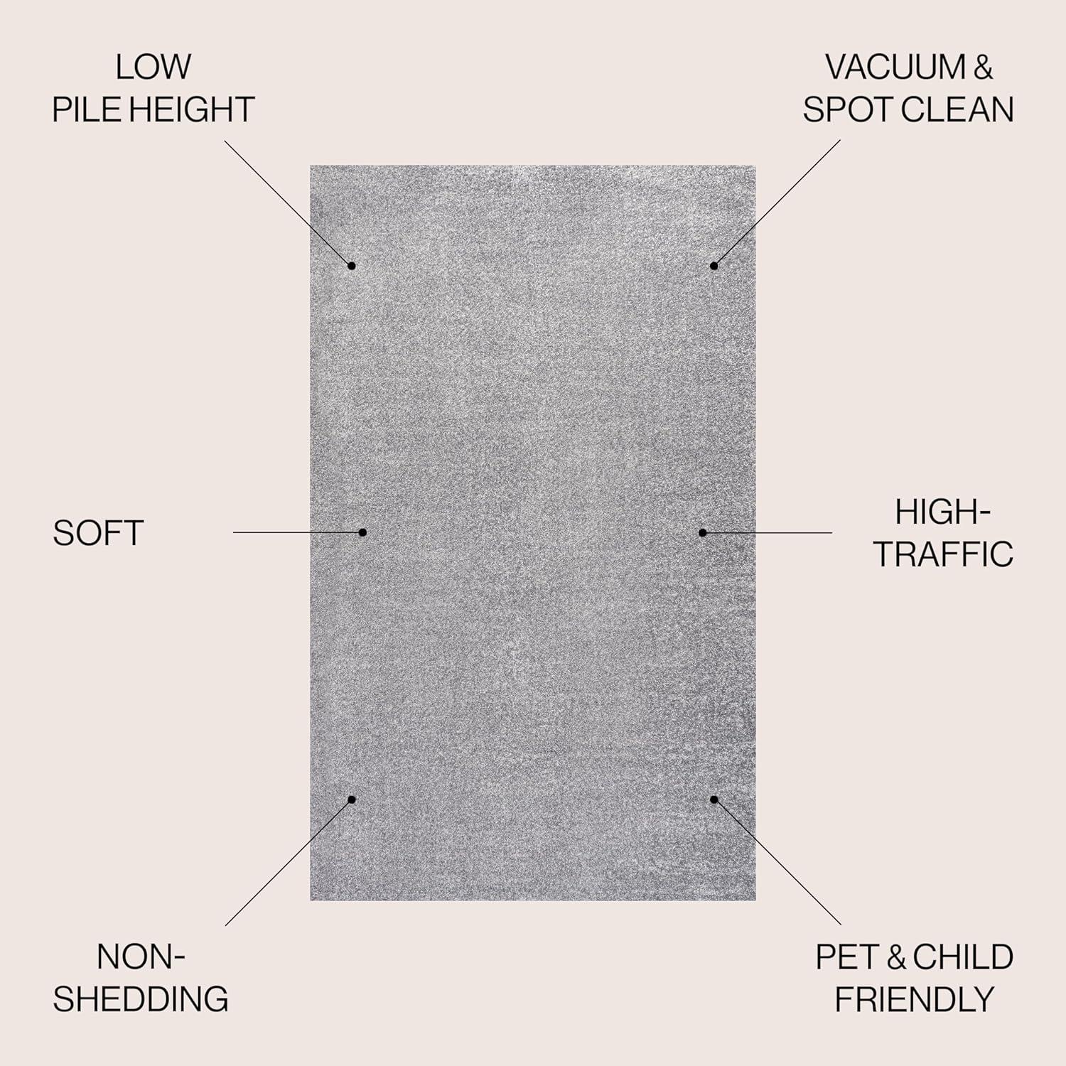 3'x5'Oval  Haze Solid Low-Pile, Gray - JONATHAN Y
