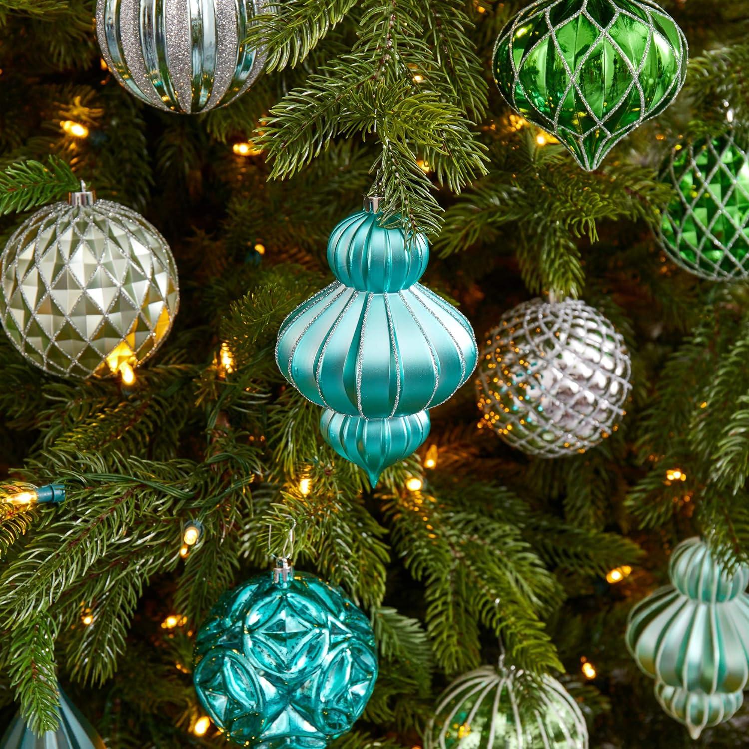 Nearly Natural Holiday Lux Shatterproof, 12 Count Christmas Tree Ornament Set
