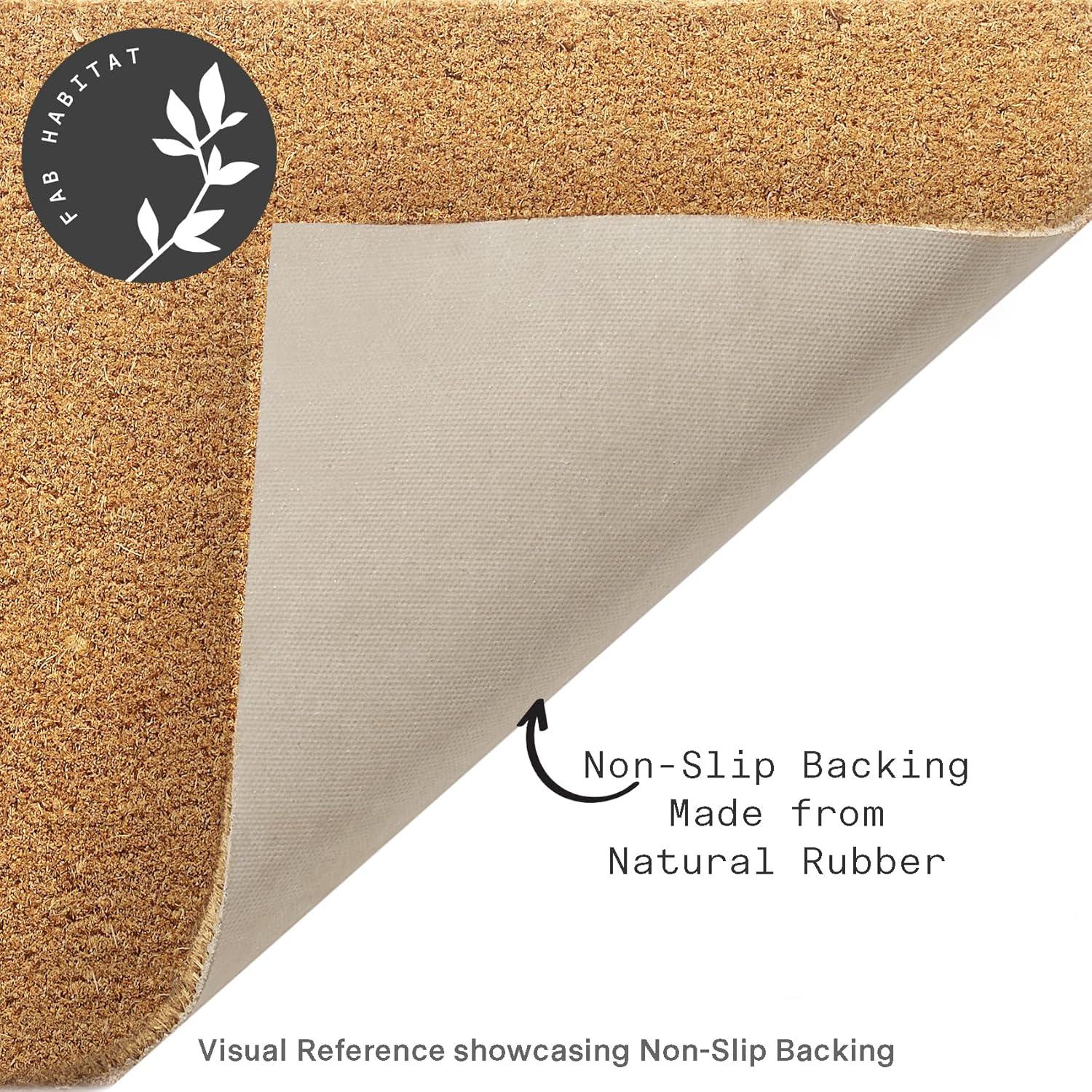 FH Home Non Slip Doormat - Durable, Thin - Natural Coir & Rubber - Entryway, Front Door, Porch, Patio - Summertime Palm Leaf Black/Natural (18" x 30" Non-Slip)
