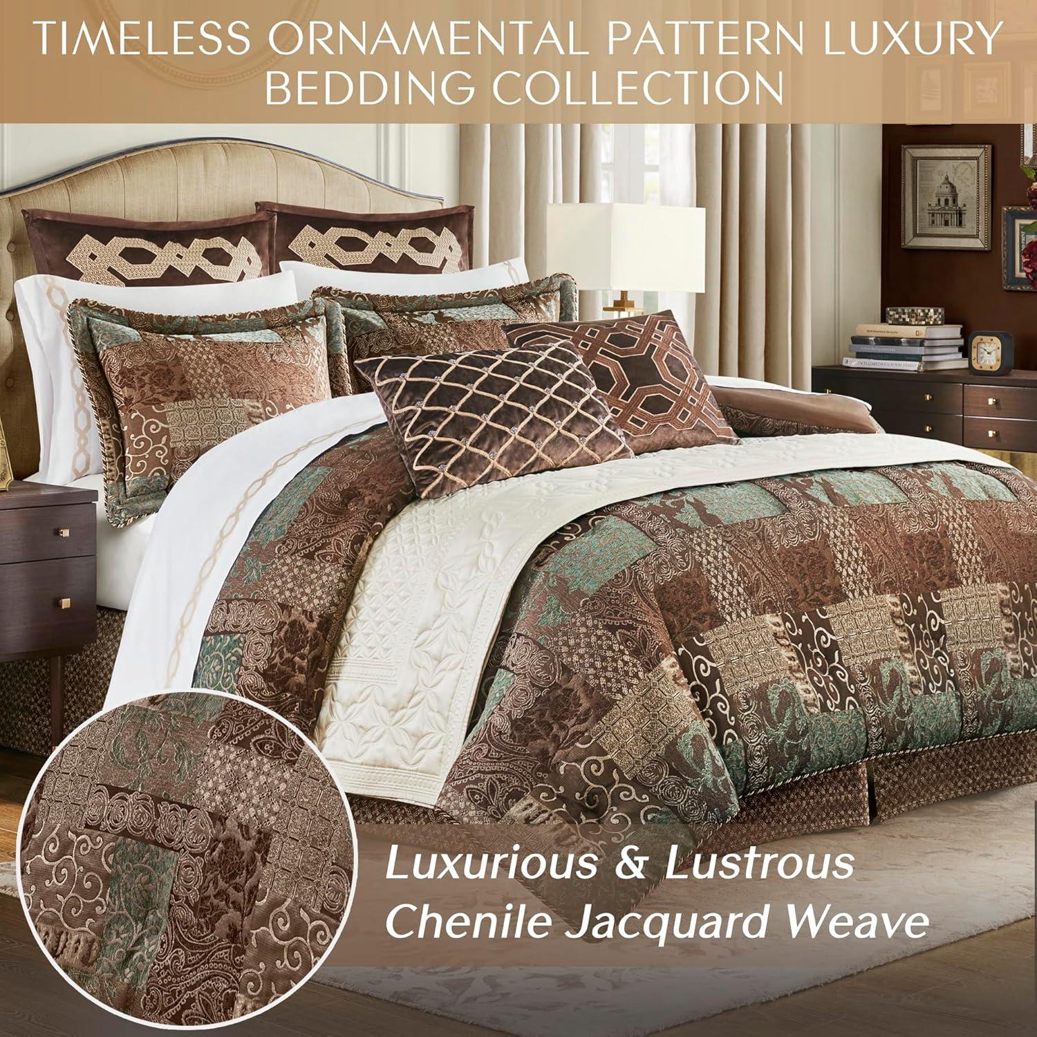 Gracie Mills Lange 4-Piece Patchwork Chenille Jaquard Comforter Set