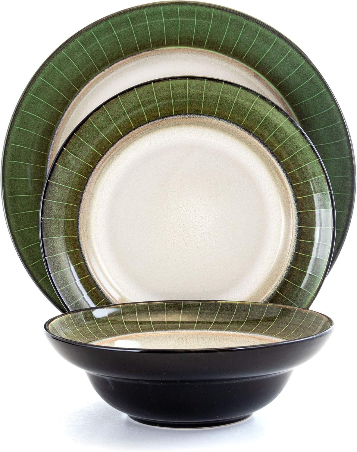 Elama Grand Jade 16 Piece Stoneware Dinnerware Set