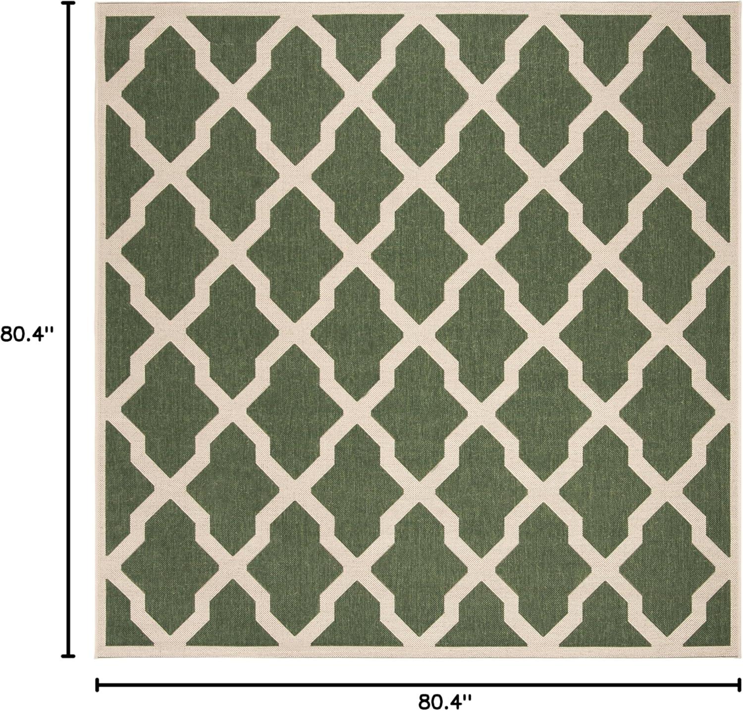 Beach House BHS122 Power Loomed Indoor/Outdoor Area Rug - Green/Creme - 6'7"x6'7" - Safavieh