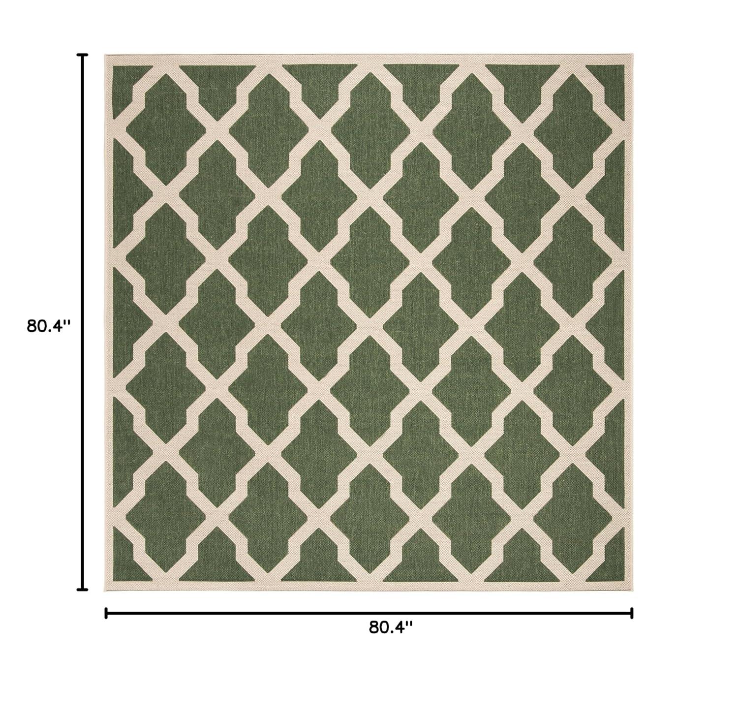 Beach House BHS122 Power Loomed Indoor/Outdoor Area Rug - Green/Creme - 6'7"x6'7" - Safavieh