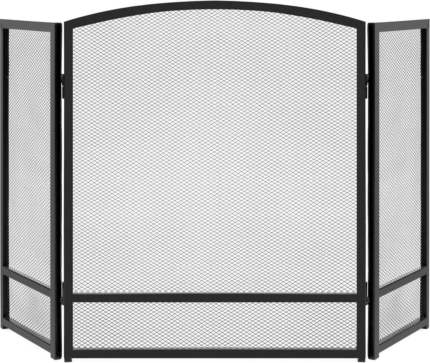 Best Choice Products 54.25x30.25in 3-Panel Steel Mesh Fireplace Screen, Spark Guard w/ Rustic Worn Finish