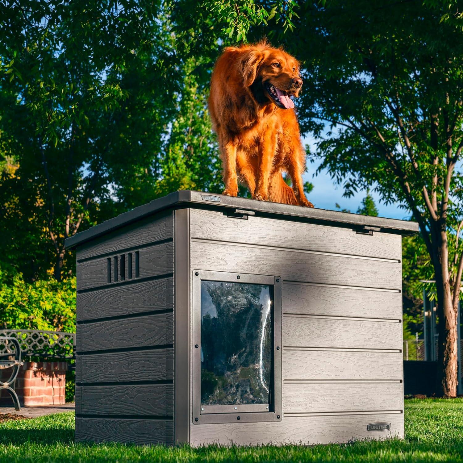 Lifetime Deluxe Beige and Gray HDPE Large Dog House