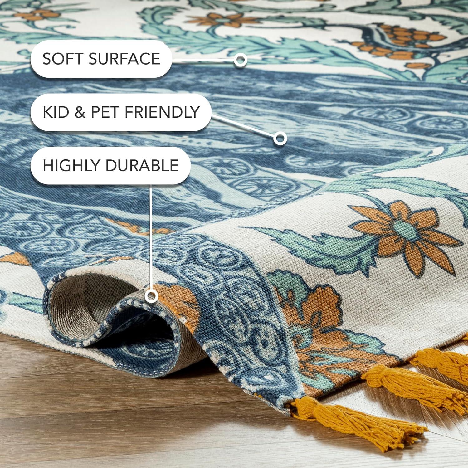 Thomas Paul Thomas Paul Octopus Tasseled Blue/Yellow Area Rug