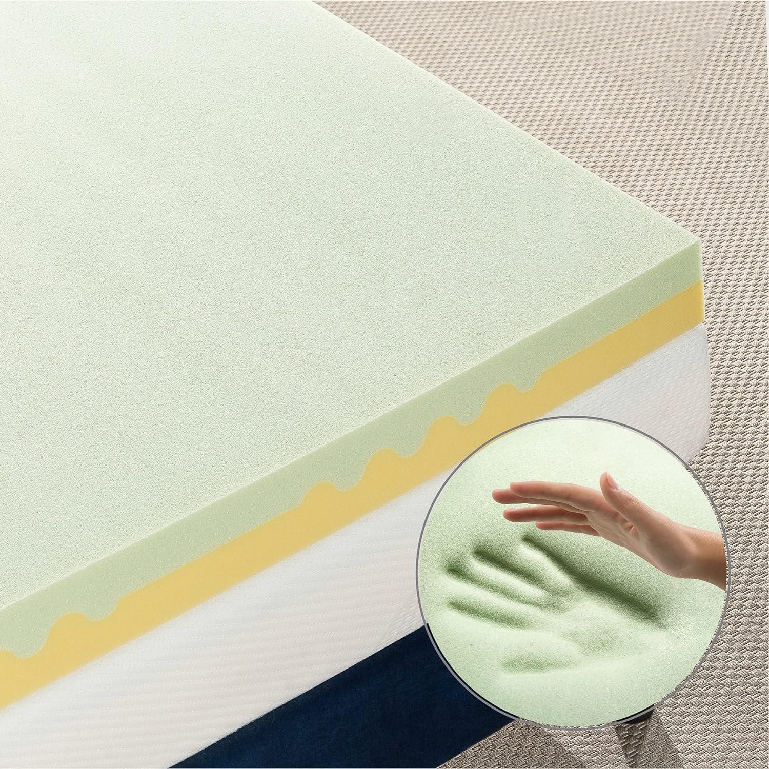 Spa Sensations by Zinus 4" Green Tea TorsoTec® Memory Foam Mattress Topper, Queen