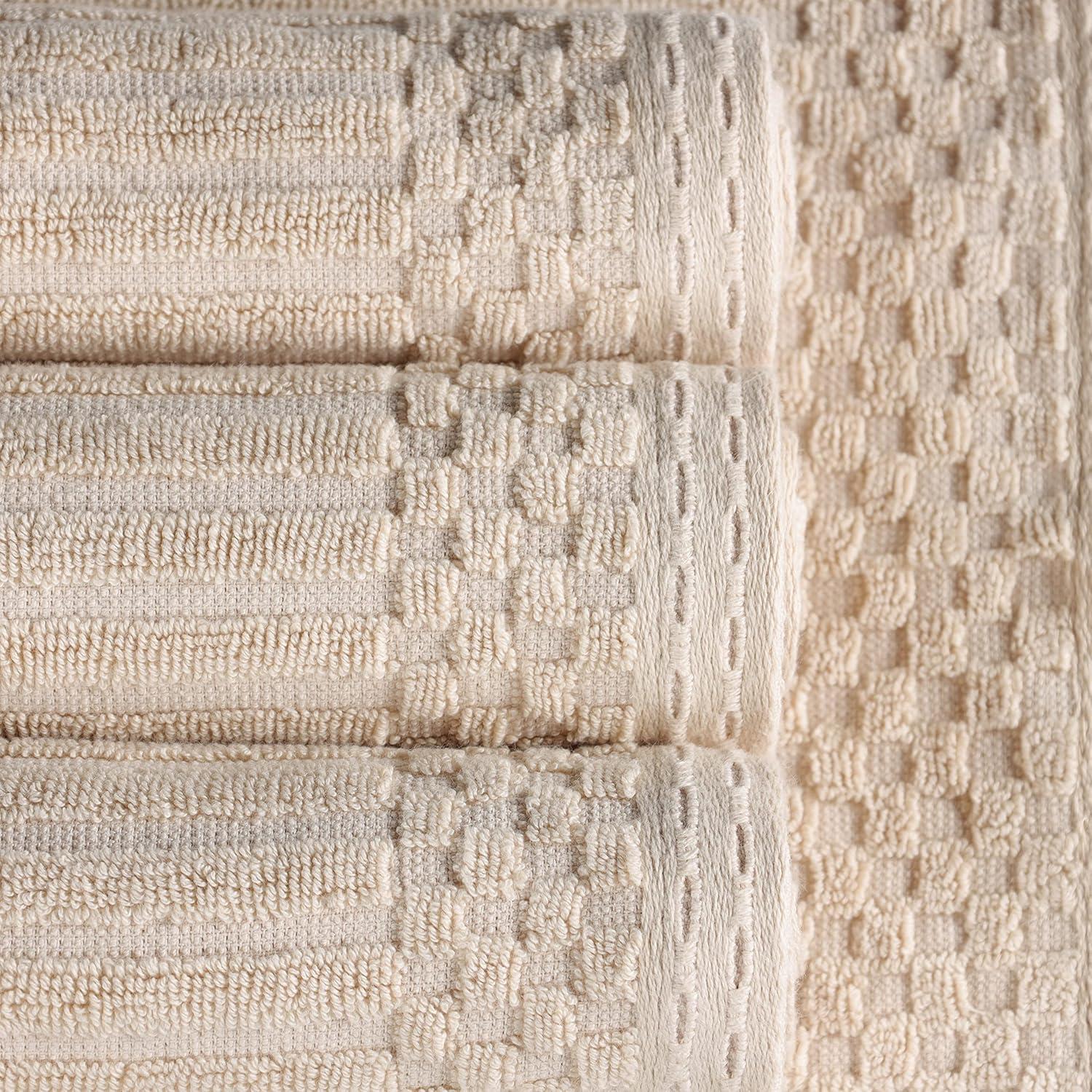 Ivory Cotton Ribbed 3-Piece Towel Set