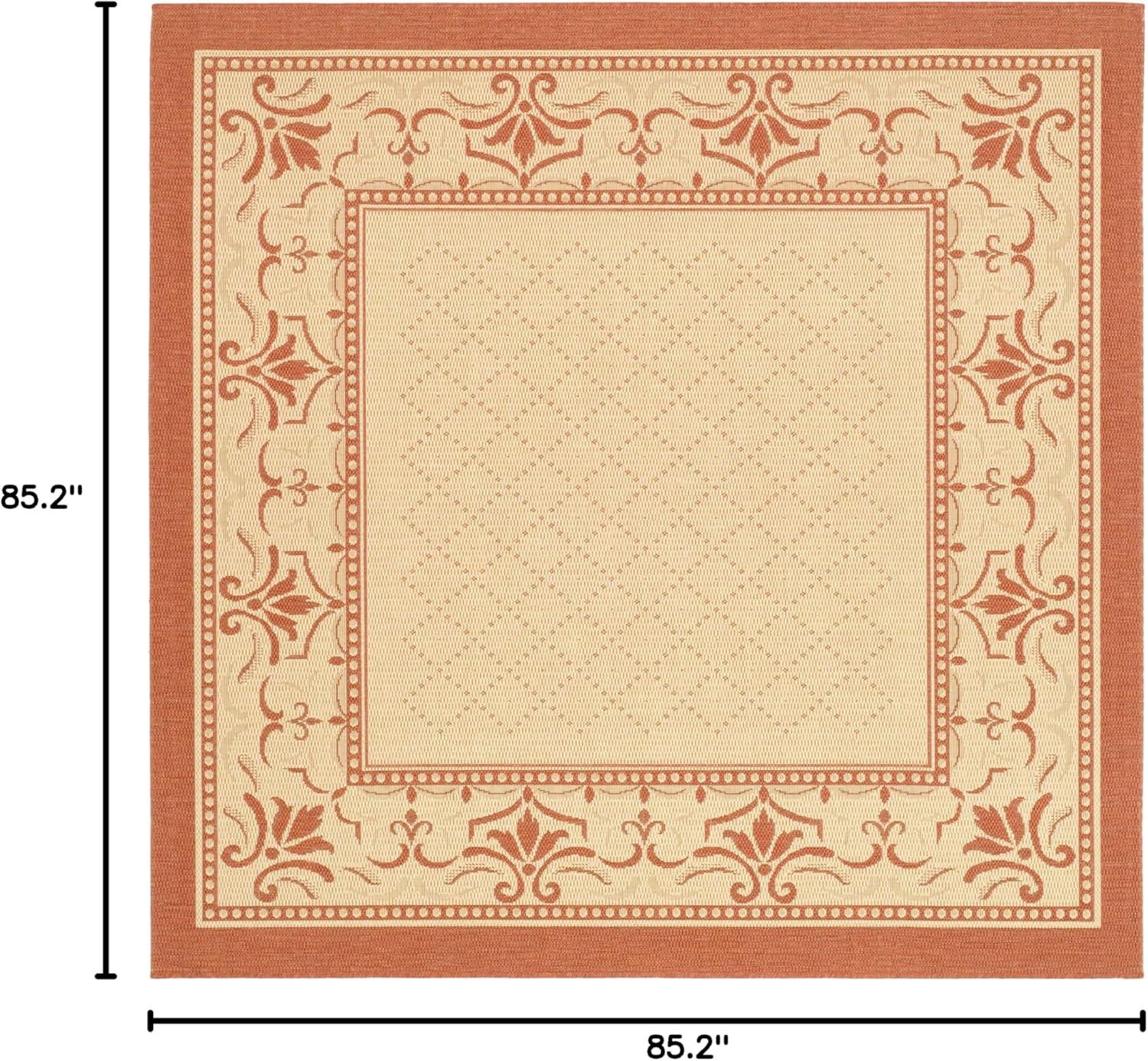 Courtyard CY0901 Power Loomed Indoor and Outdoor Area Rug - Natural/Terra - 7'10"x7'10" - Safavieh