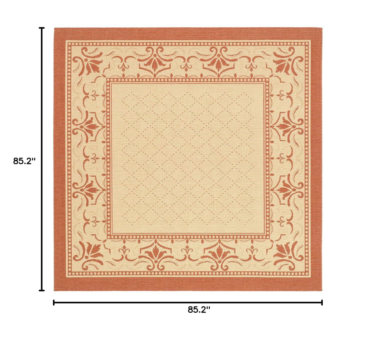 Courtyard CY0901 Power Loomed Indoor and Outdoor Area Rug - Natural/Terra - 7'10"x7'10" - Safavieh
