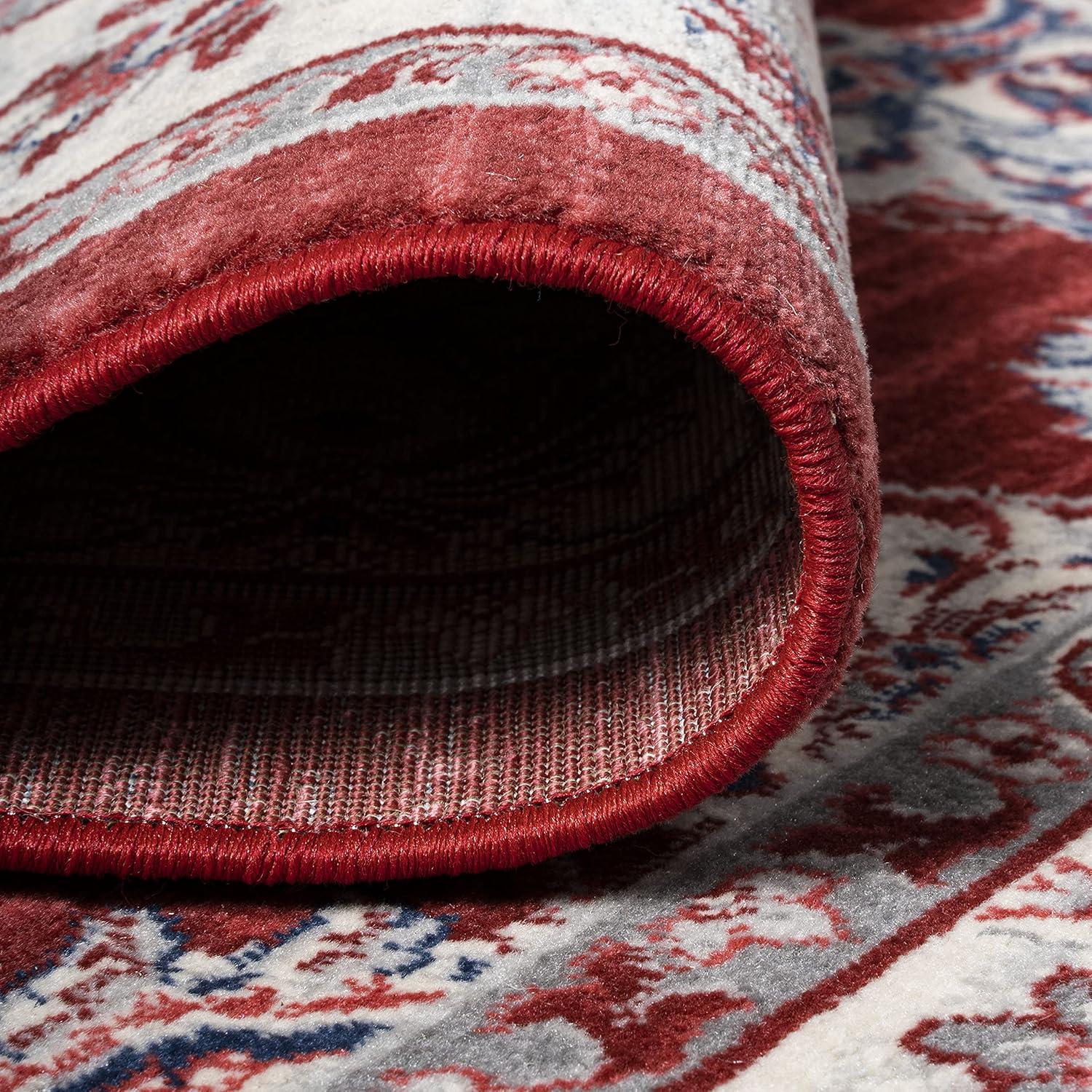 6' x 6' Modern Persian Vintage Moroccan Traditional Area Rug, Red/Ivory - JONATHAN Y