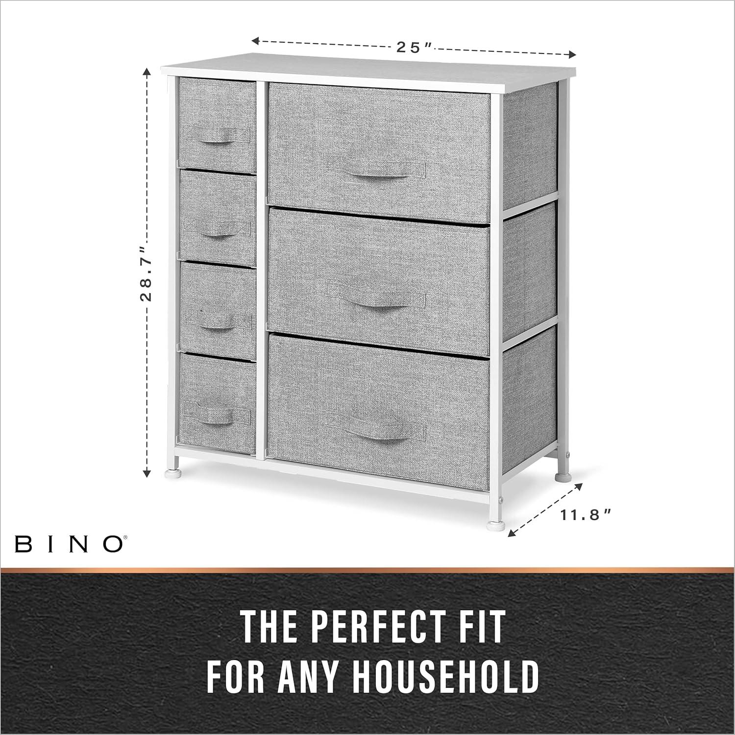 Bigroof Dresser Storage Organizer, Fabric Drawers Closet of Drawers Storage Unit for Bedroom Steel Frame Wood Top(Light Gray-7 Drawers)