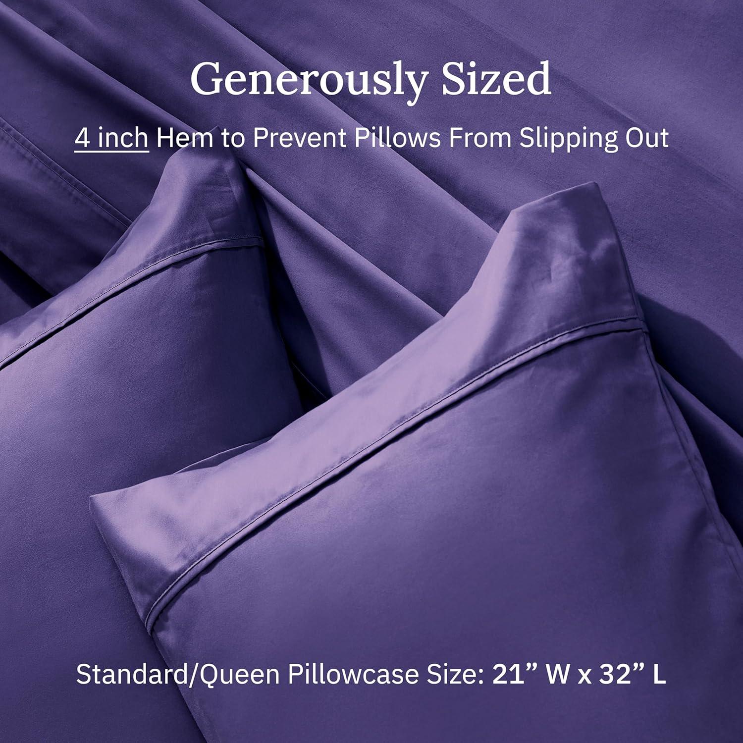 California Design Den Standard Pillow Cases Set Of 2 - 400 Thread Count, 100% Cotton Sateen, Breathable, Cooling, Soft, Perfect fit for Queen and Standard Pillows - Dark Purple
