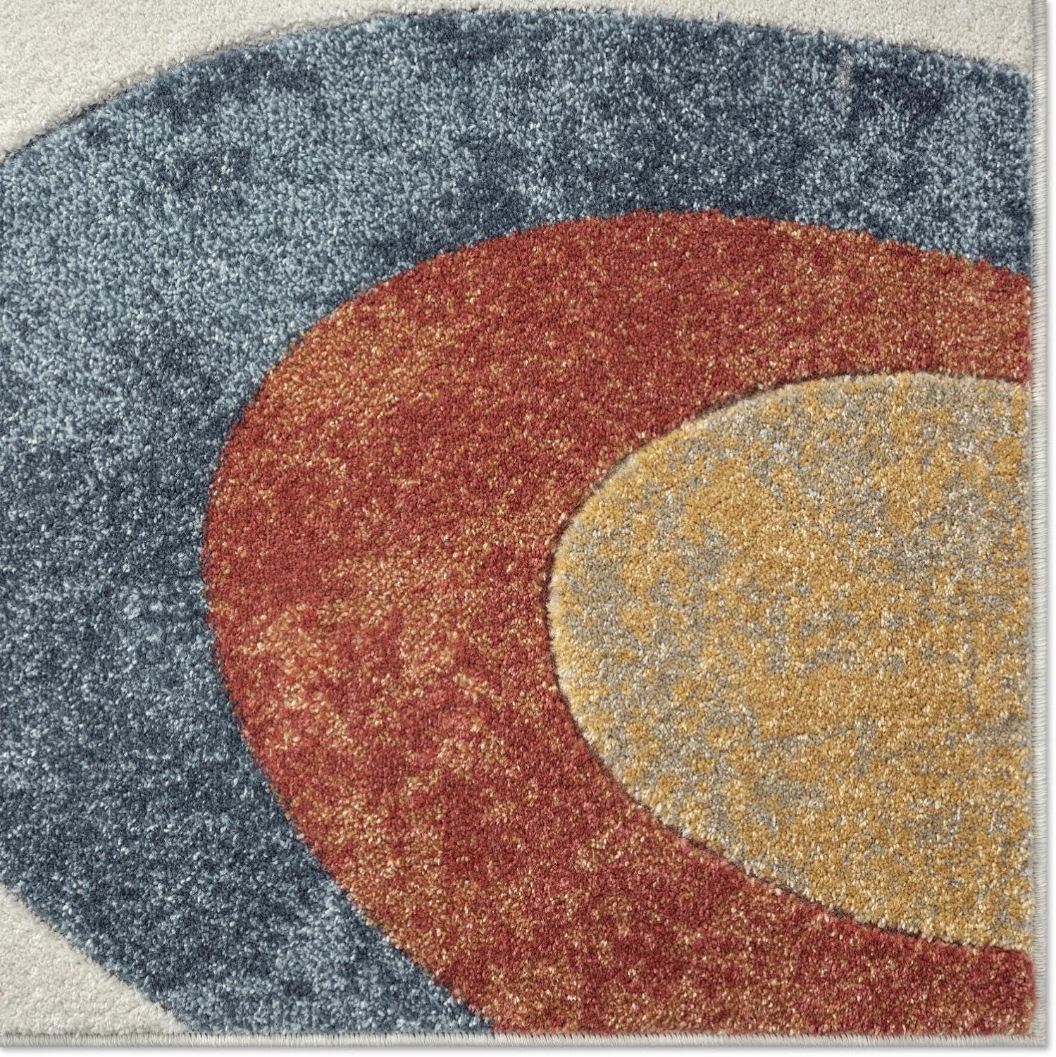 Blue and Rust Abstract 8' x 10' Synthetic Area Rug