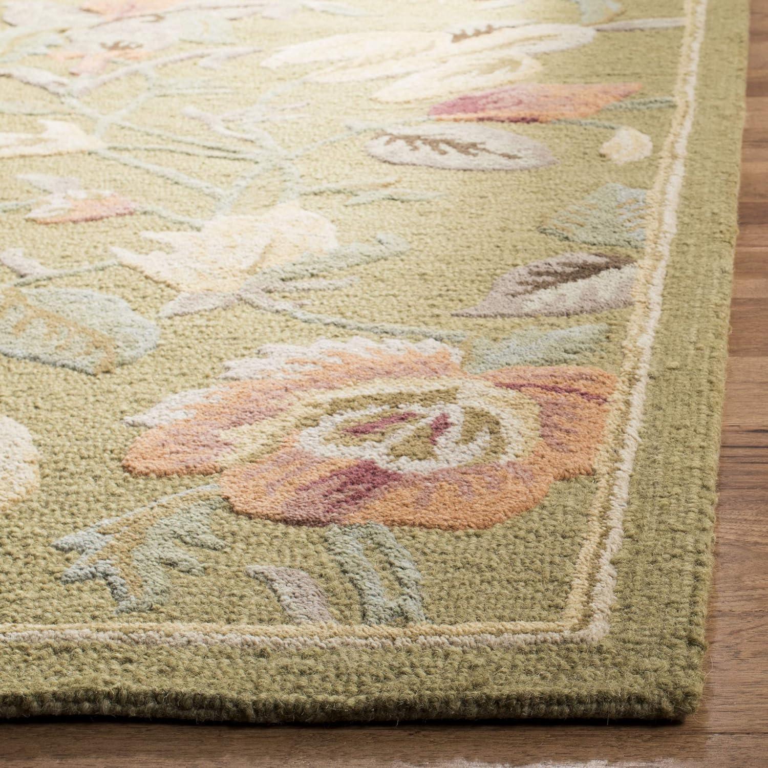 Blossom BLM785 Hand Hooked Area Rug - Green/Multi - 4'x6' - Safavieh.