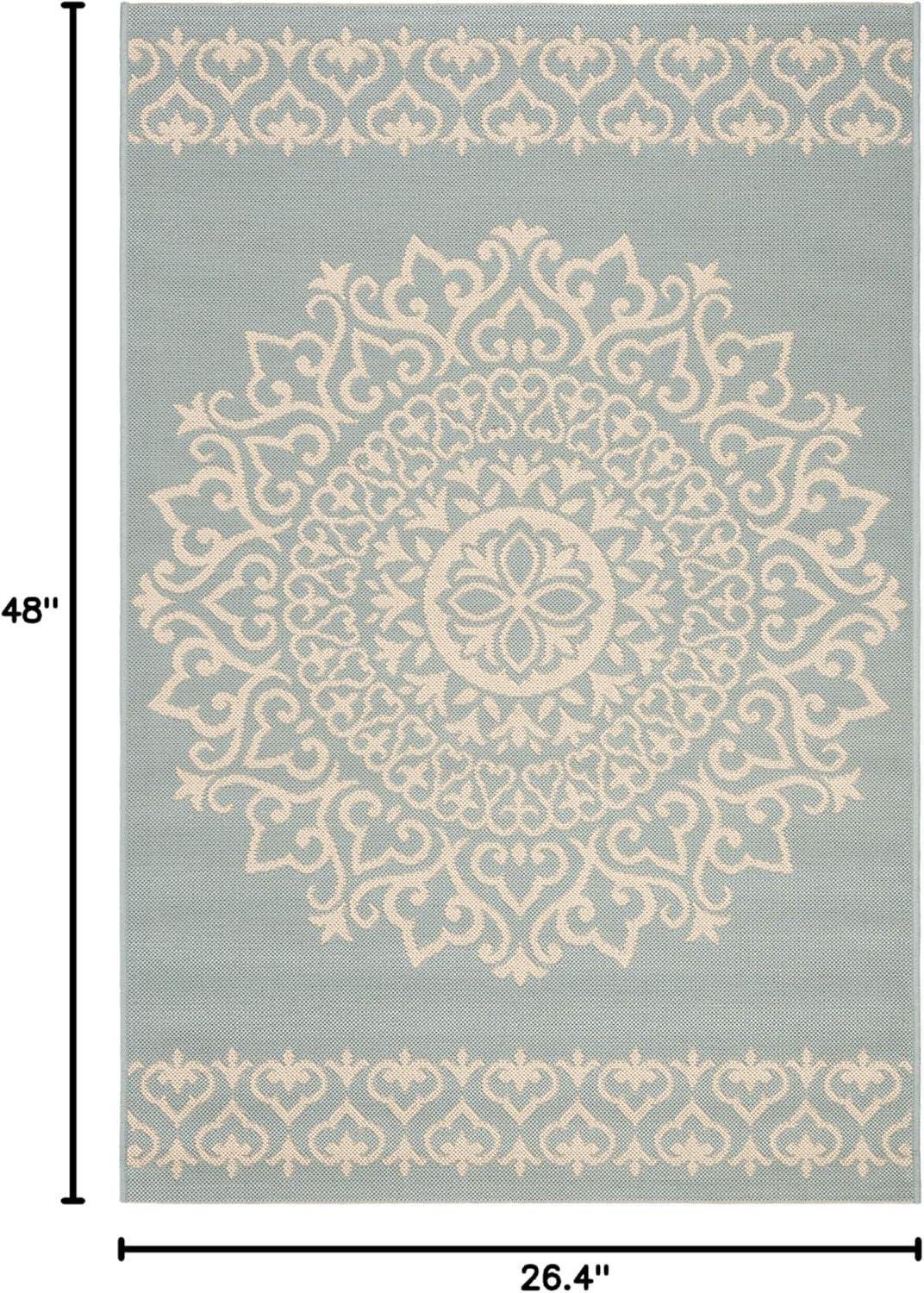 Beach House BHS183 POWER LOOMED Indoor/Outdoor Runner Rug - Red/Creme - 2'2"x4' - Safavieh