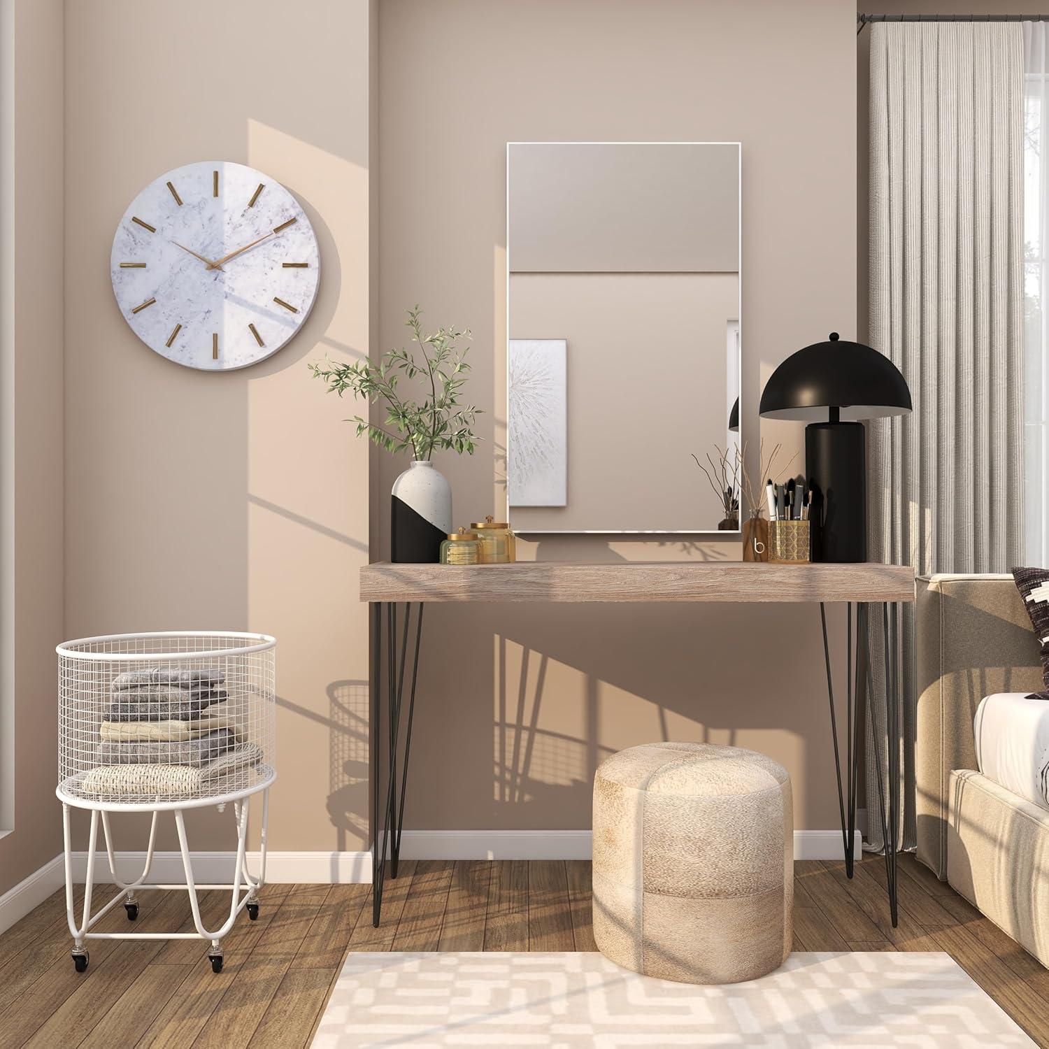 CosmoLiving by Cosmopolitan Marble Decorative Wall Clock with Gold Metal Accents