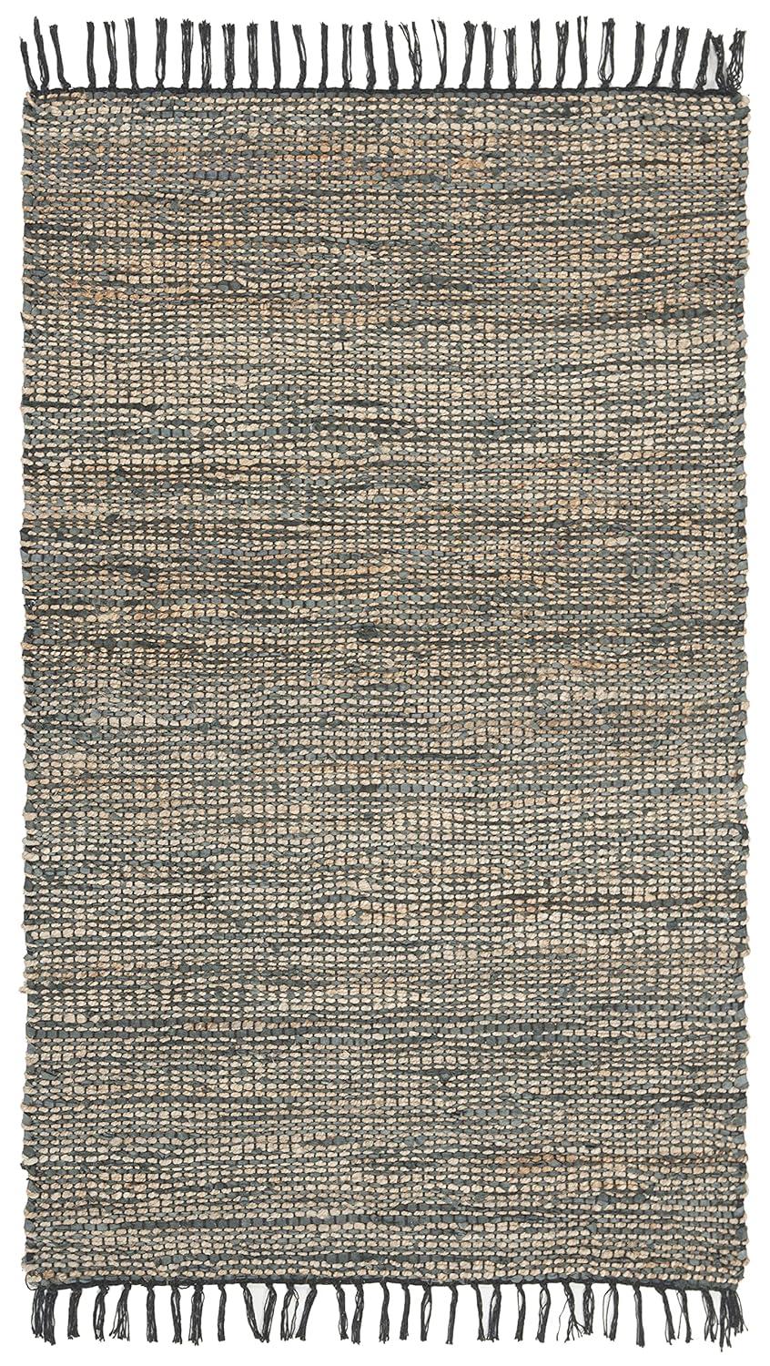 Vintage Leather VTL203 Hand Woven Indoor Accent Rug - Grey - 2'3"x4' - Safavieh