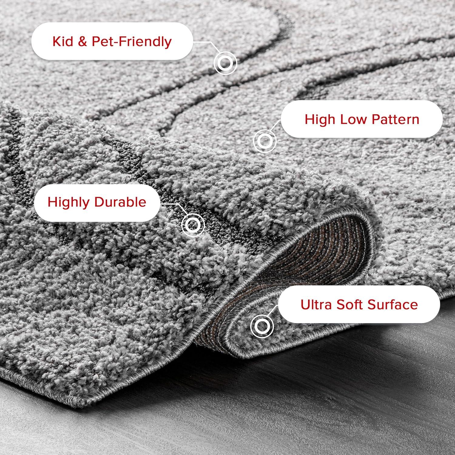 Nuloom Carolyn Abstract 5x8 Shag Indoor Area Rug for Living Room Bedroom Dining Room Nursery, Dark Grey