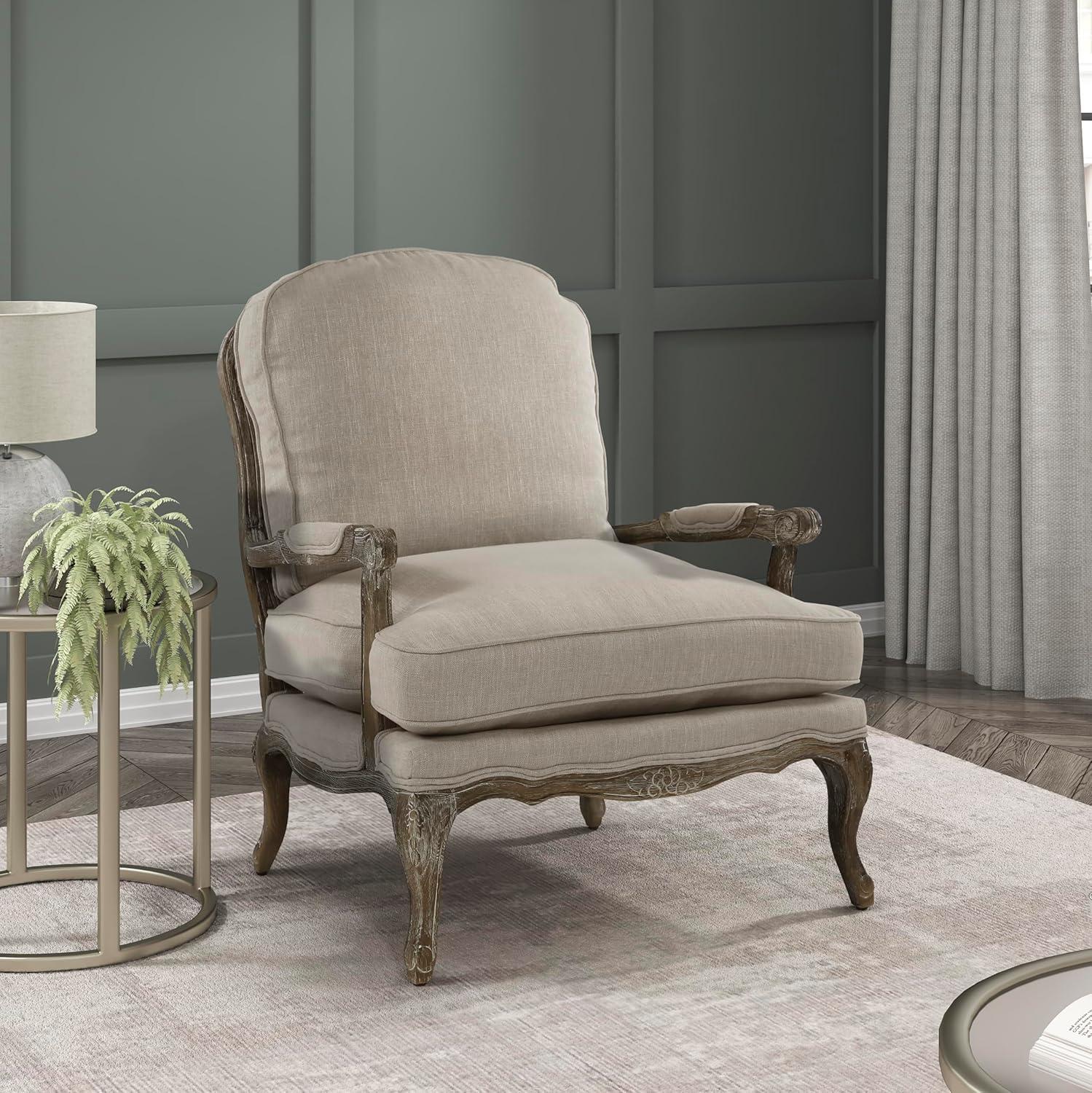 Homelegance Parlier Show Wood Accent Chair In Grey Weathered / Natural Fabric