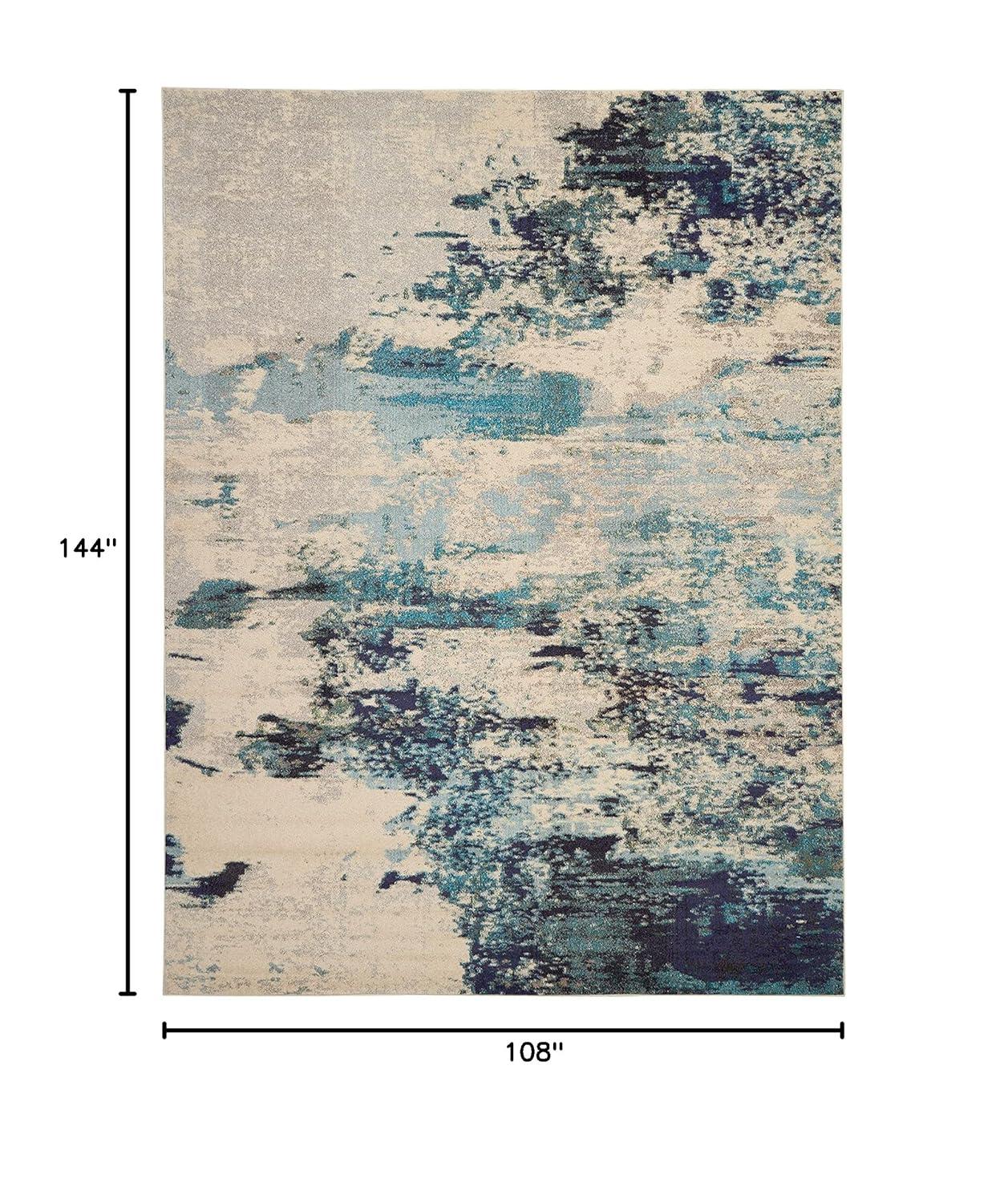 Nourison Celestial CES02 Indoor only Area Rug - Ivory/Teal Blue 9' x 12'