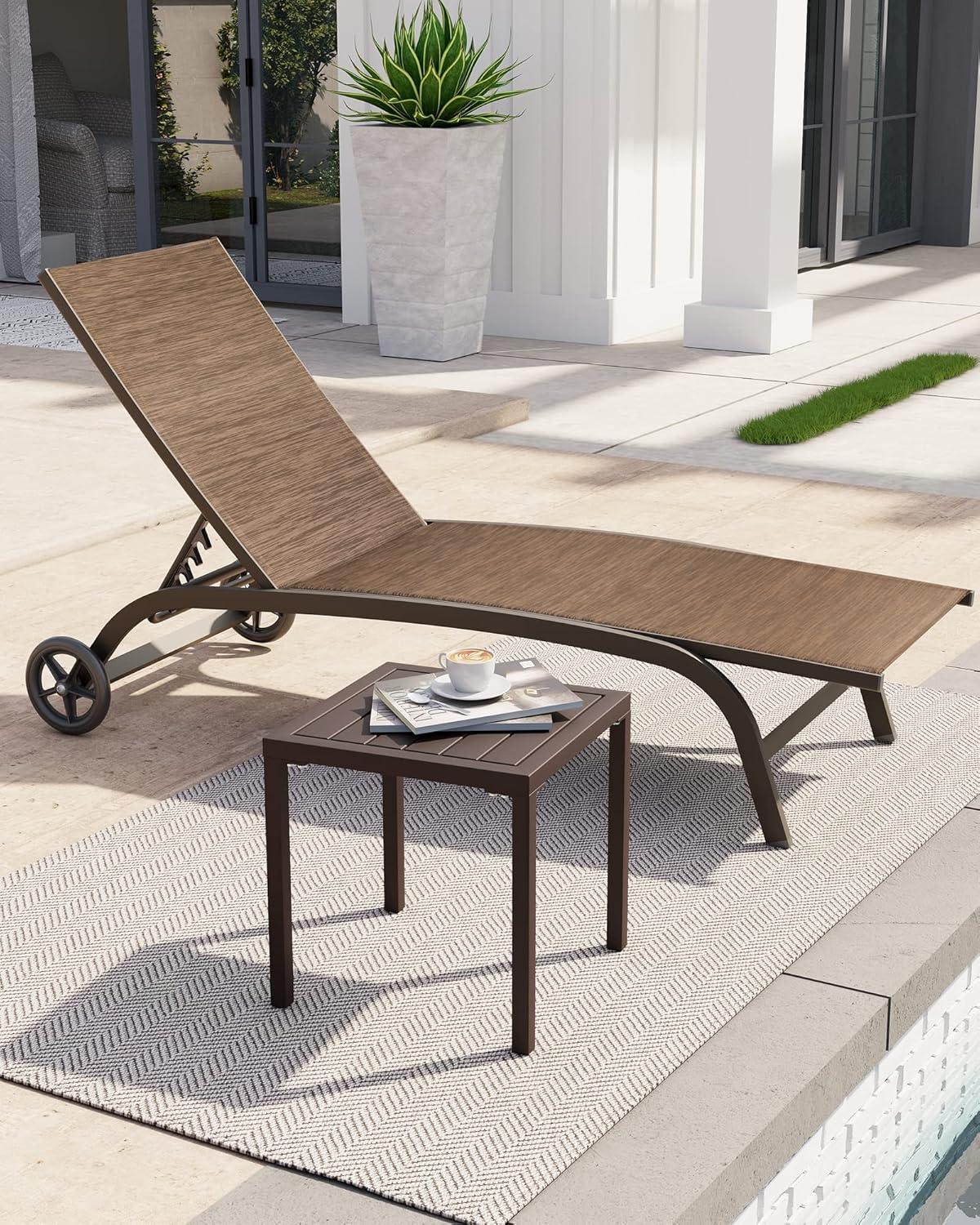 Crestlive Products Outdoor End Table Aluminum Square Patio Side Table - 15.7" L x 15.7" W x 15.9" H 1-Piece, Brown