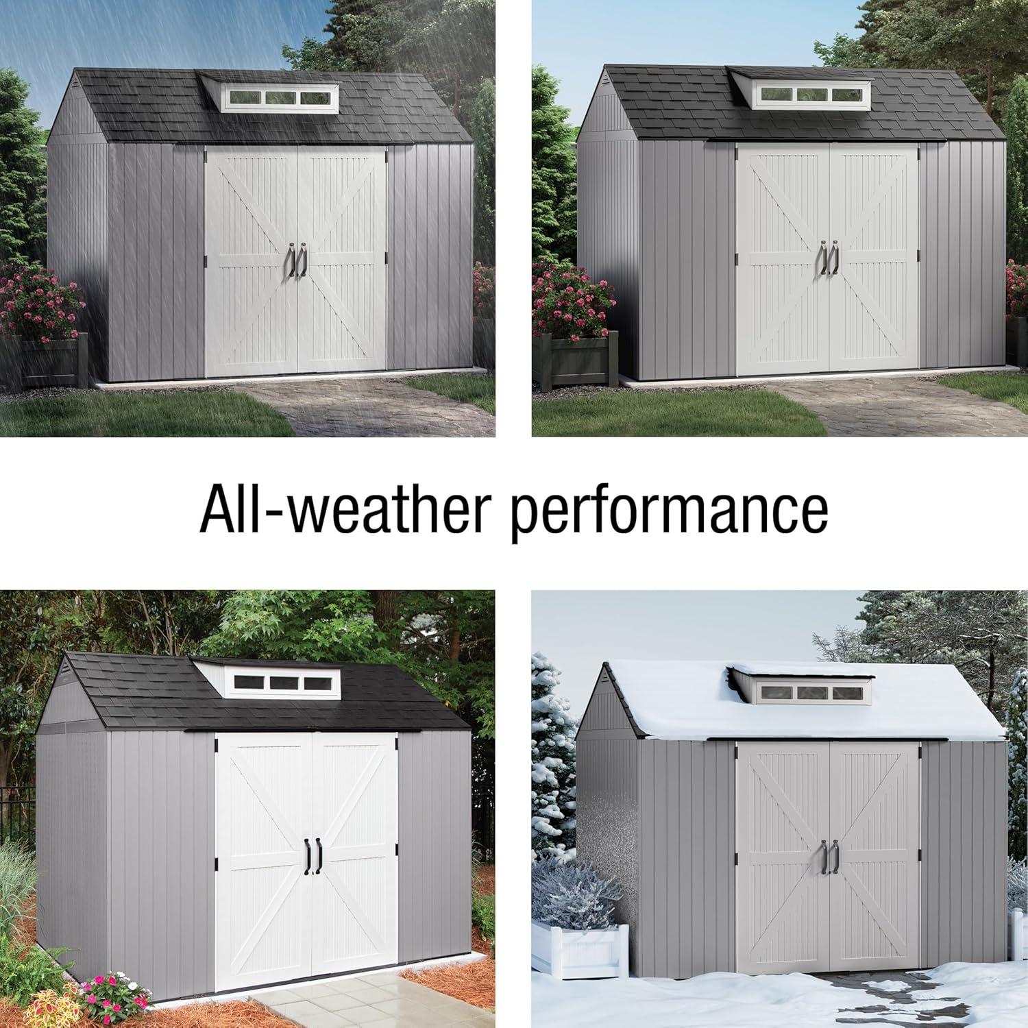 Rubbermaid Large Resin Outdoor Storage Shed, 10.5 x 7 ft., Gray, with Substantial Space for Home/Garden/Back-Yard/Lawn Equipment