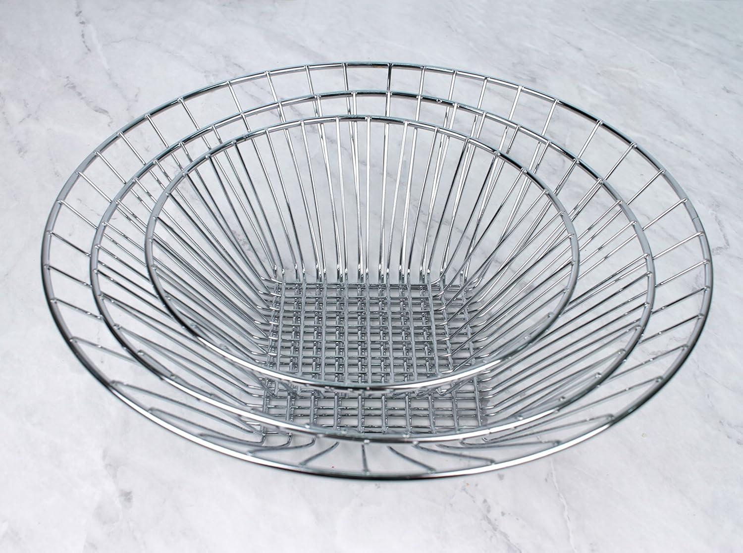 Industrial Silver 3-Tier Steel Hanging Storage Basket