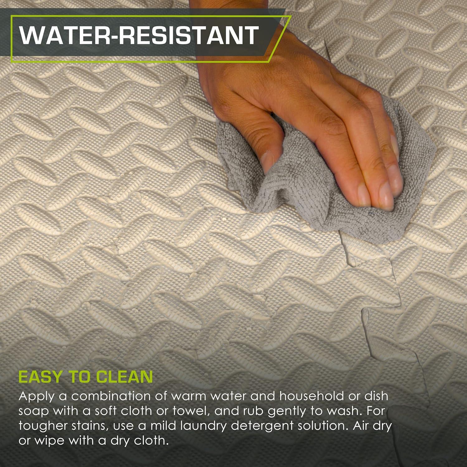 ProsourceFit Exercise Puzzle Mat 1/2-in, Beige, 24 Sq Ft - 6 Tiles