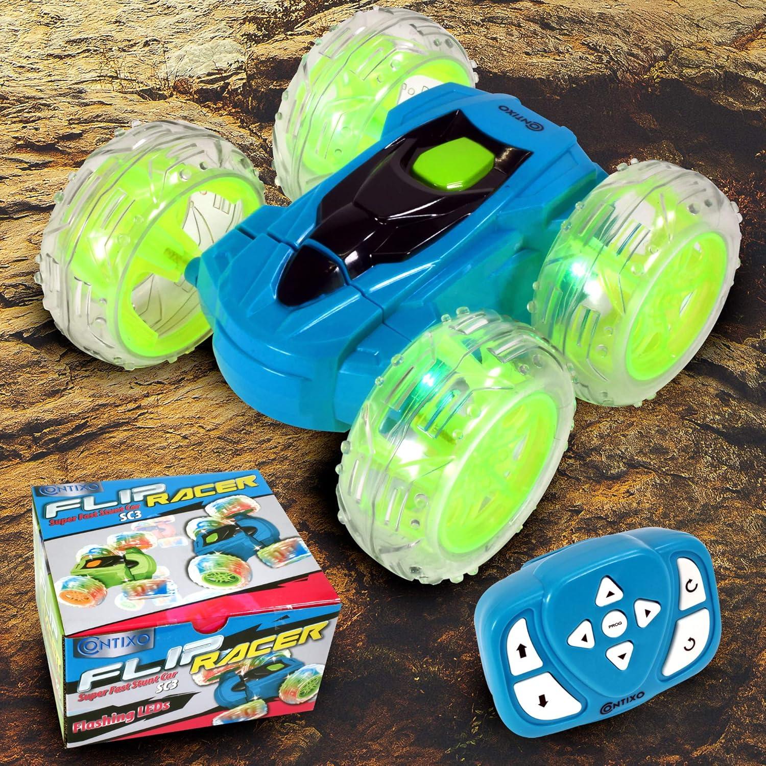 Contixo SC3 RC Stunt Car, 360 Flip & Rotate, LED Lights, Wristband Controller, All-Terrain, Ages 4-7 - Blue
