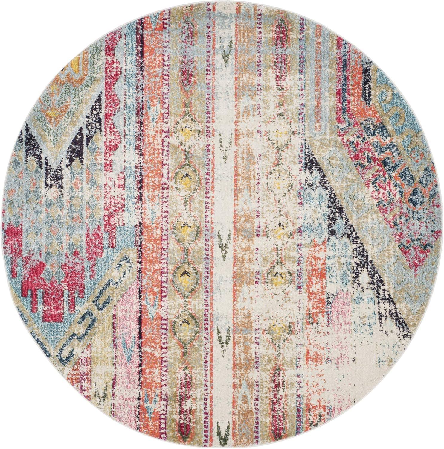 SAFAVIEH Monaco Risto Abstract Area Rug, Multi, 6'7" x 6'7" Round