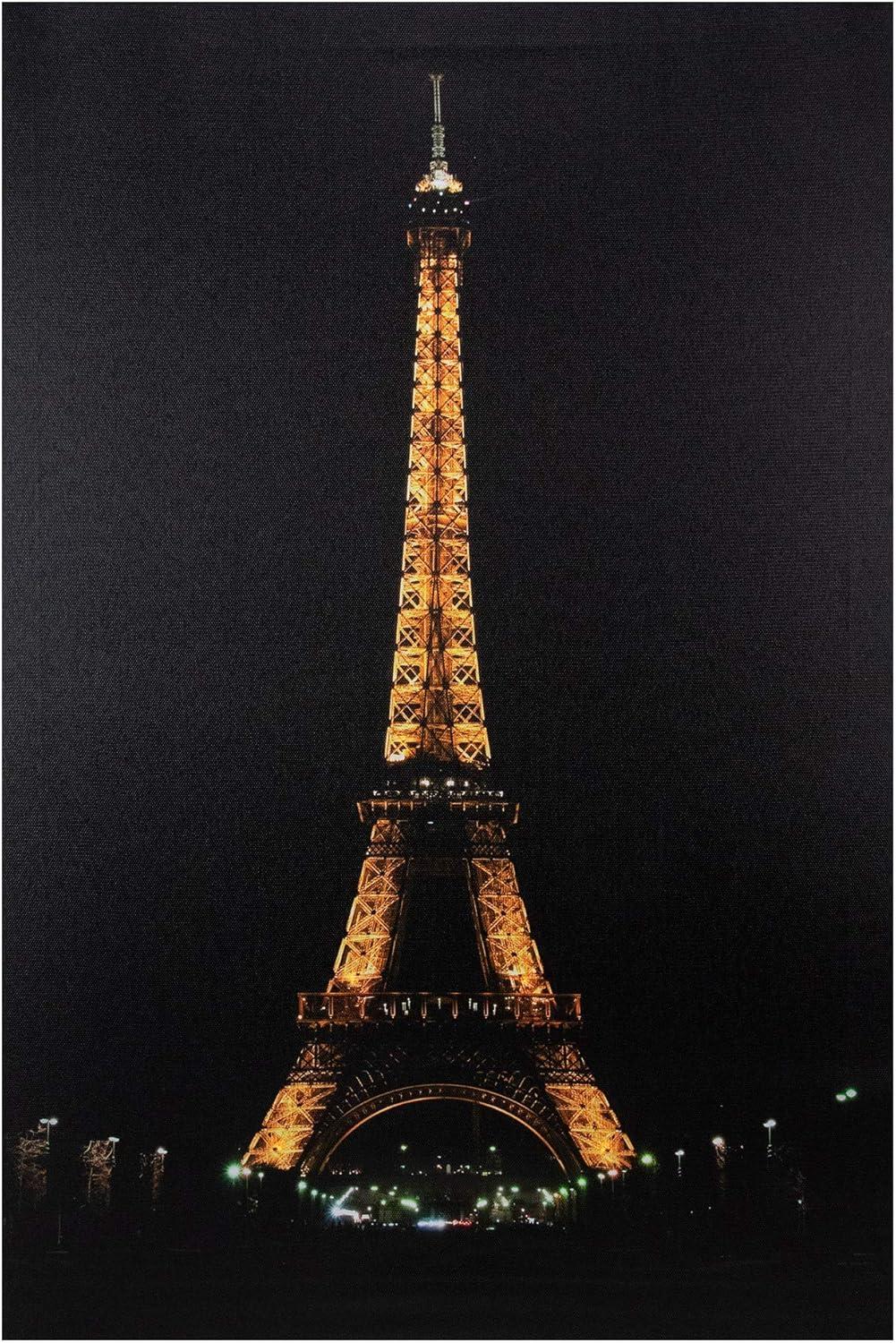 Northlight 23.5" LED Lighted Famous Eiffel Tower Paris France at Night Canvas Wall Art