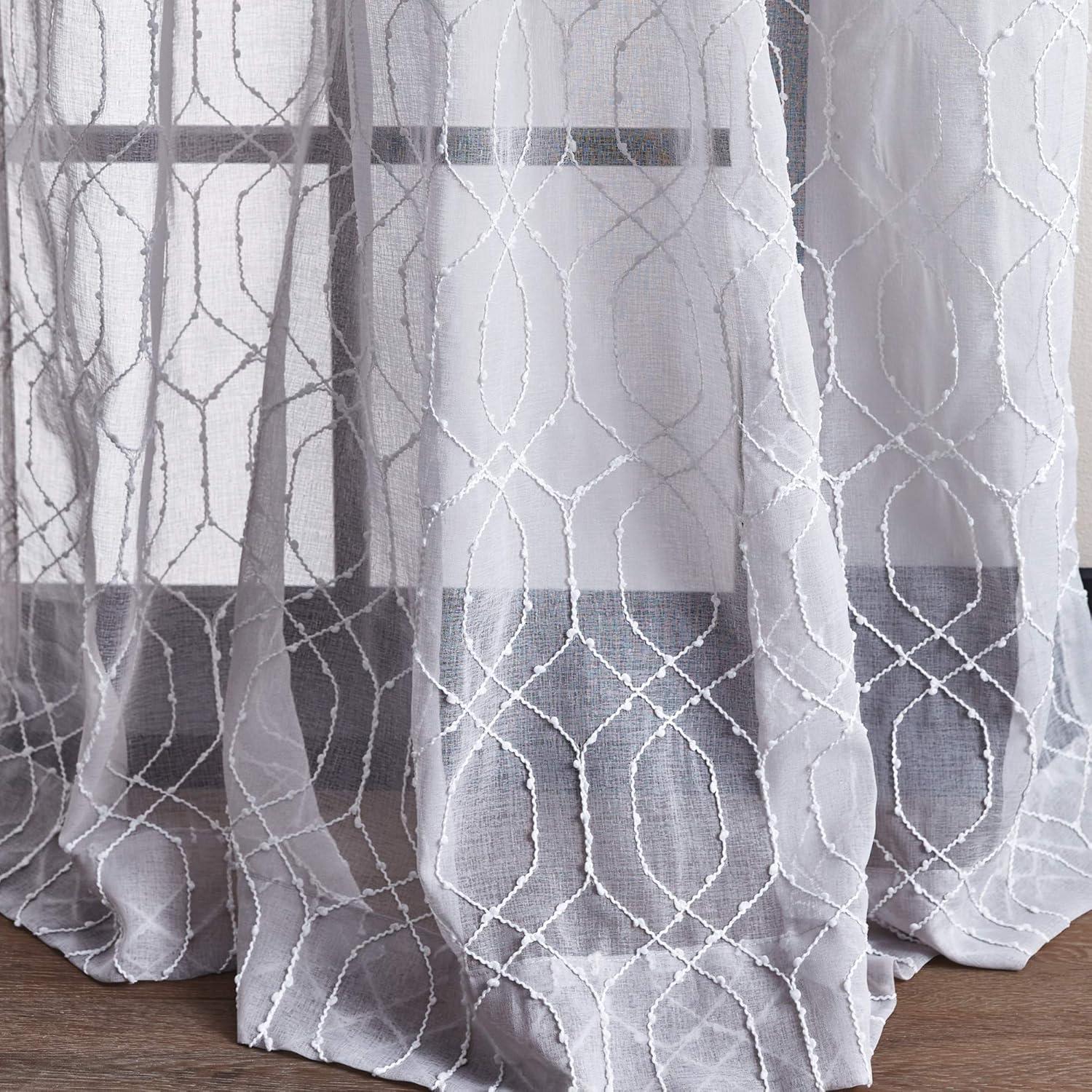 Hourglass Geometric Sheer Rod Pocket Curtain Panels