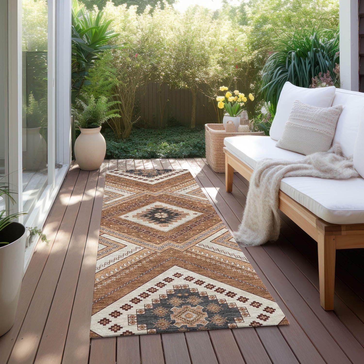 Machine Washable Indoor/Outdoor Chayden ACN1010 Copper 8' x 8' Round Rug