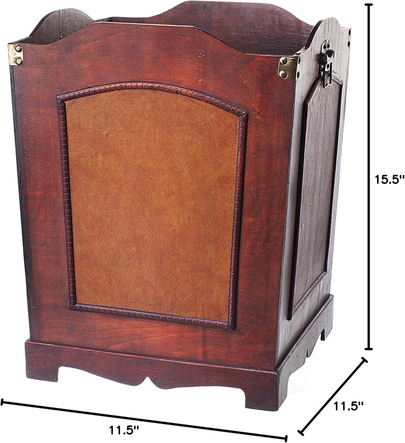 Vintiquewise Antique Wooden Waste Can - Bin with Handle