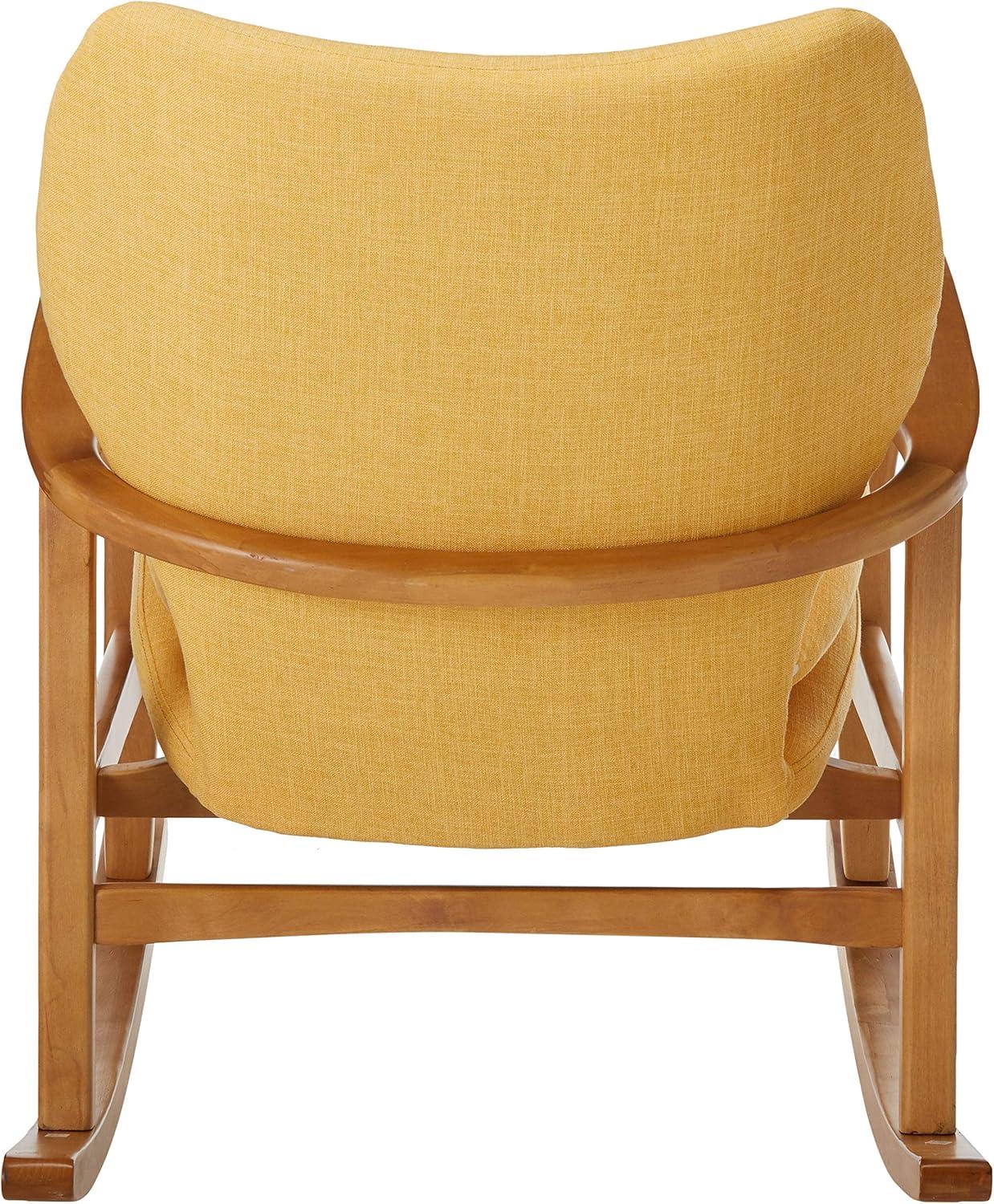 Christopher Knight Home Benny Mid Century Modern Fabric Rocking Chair Muted Yellow: Upholstered Indoor Rocker, Plywood Frame