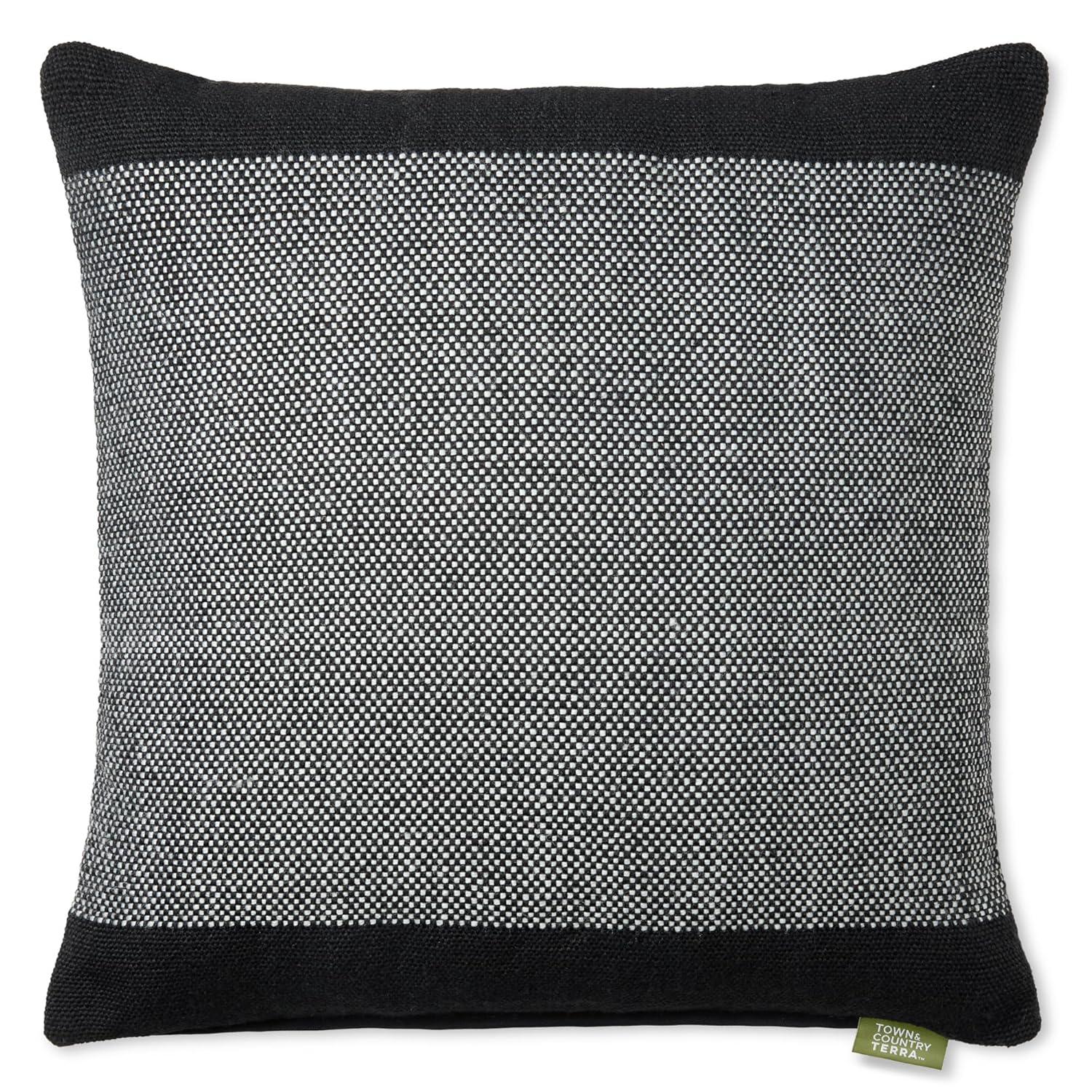 Black and Ivory Square Recycled Material Outdoor Pillow