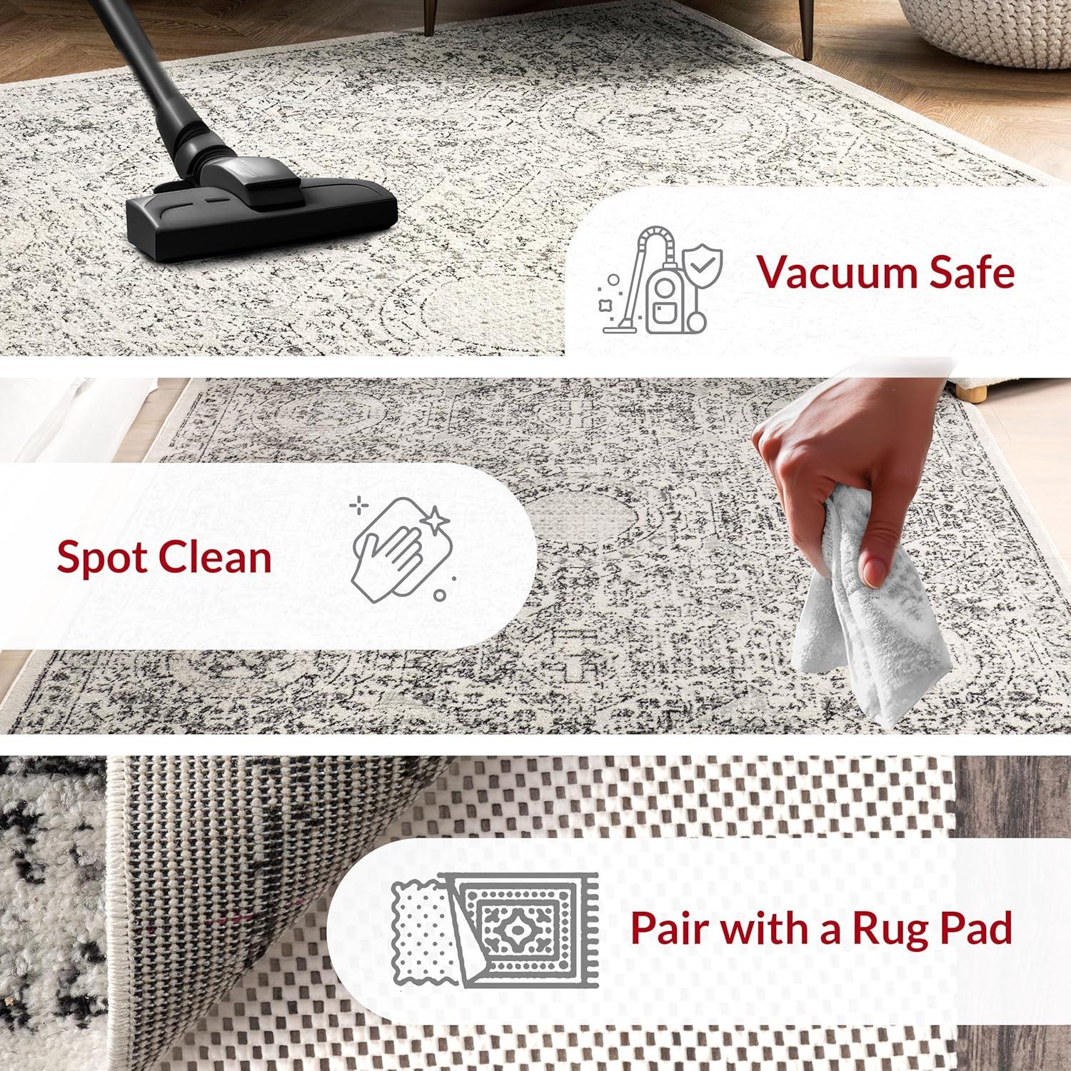 Nuloom Minta Medallion 6 Square Indoor Area Rug for Living Room Bedroom Dining Room Kitchen, Grey/Ivory