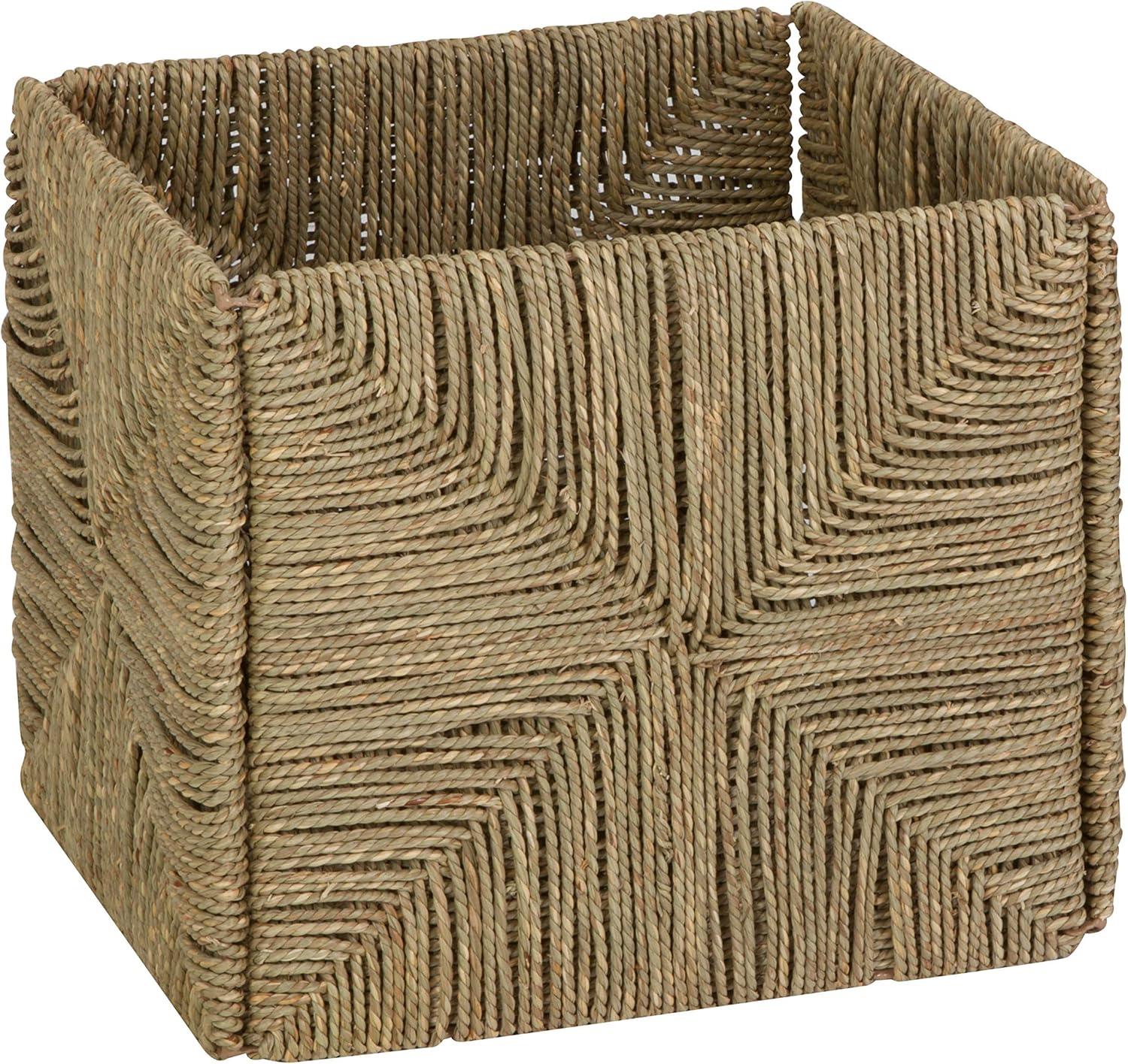 Natural Seagrass Woven Storage Basket with Steel Frame