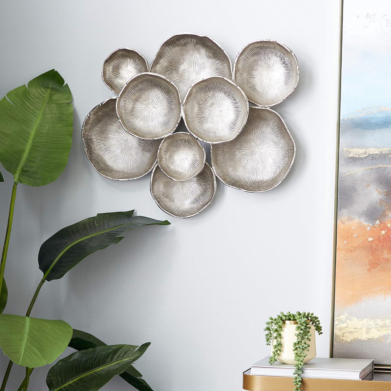 Silver Aluminum Abstract Radial Plate Wall Sculpture