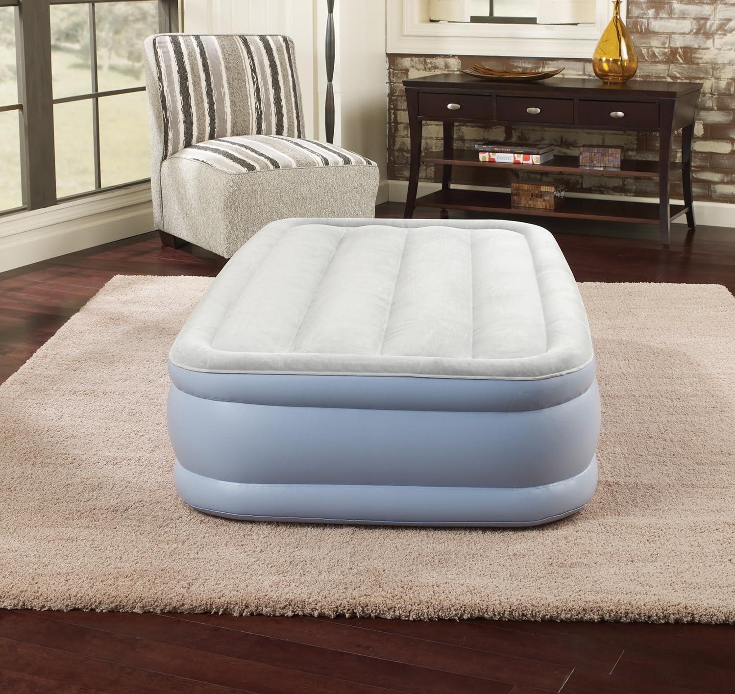Beautyrest Hi Loft 15" Twin Size Air Mattress with External Pump - Blow up Air Bed 1-Year Warranty
