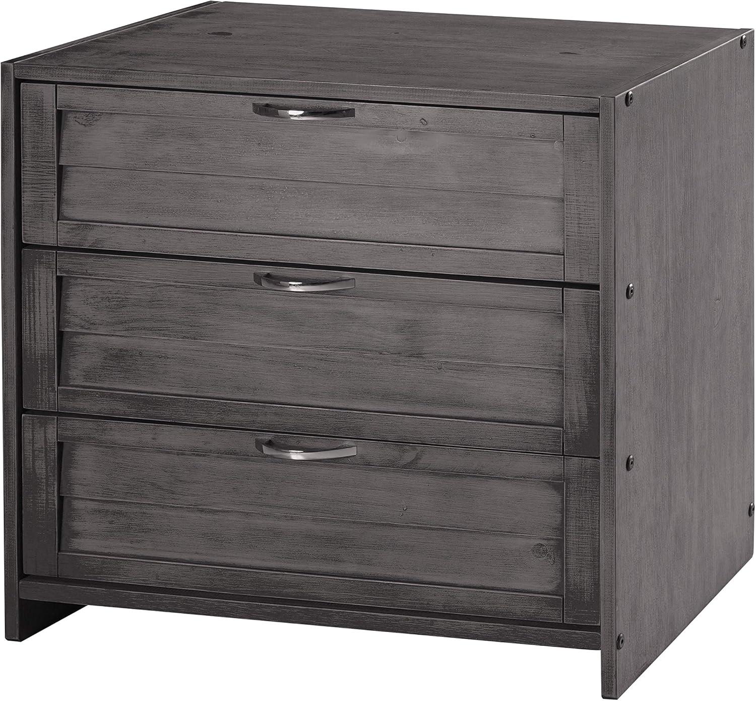 Antique Gray Farmhouse 3-Drawer Chest with Extra Deep Drawer