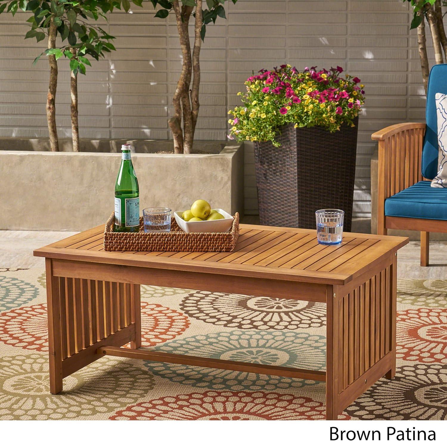 GDF Studio Navan Outdoor Acacia Wood Coffee Table, Brown