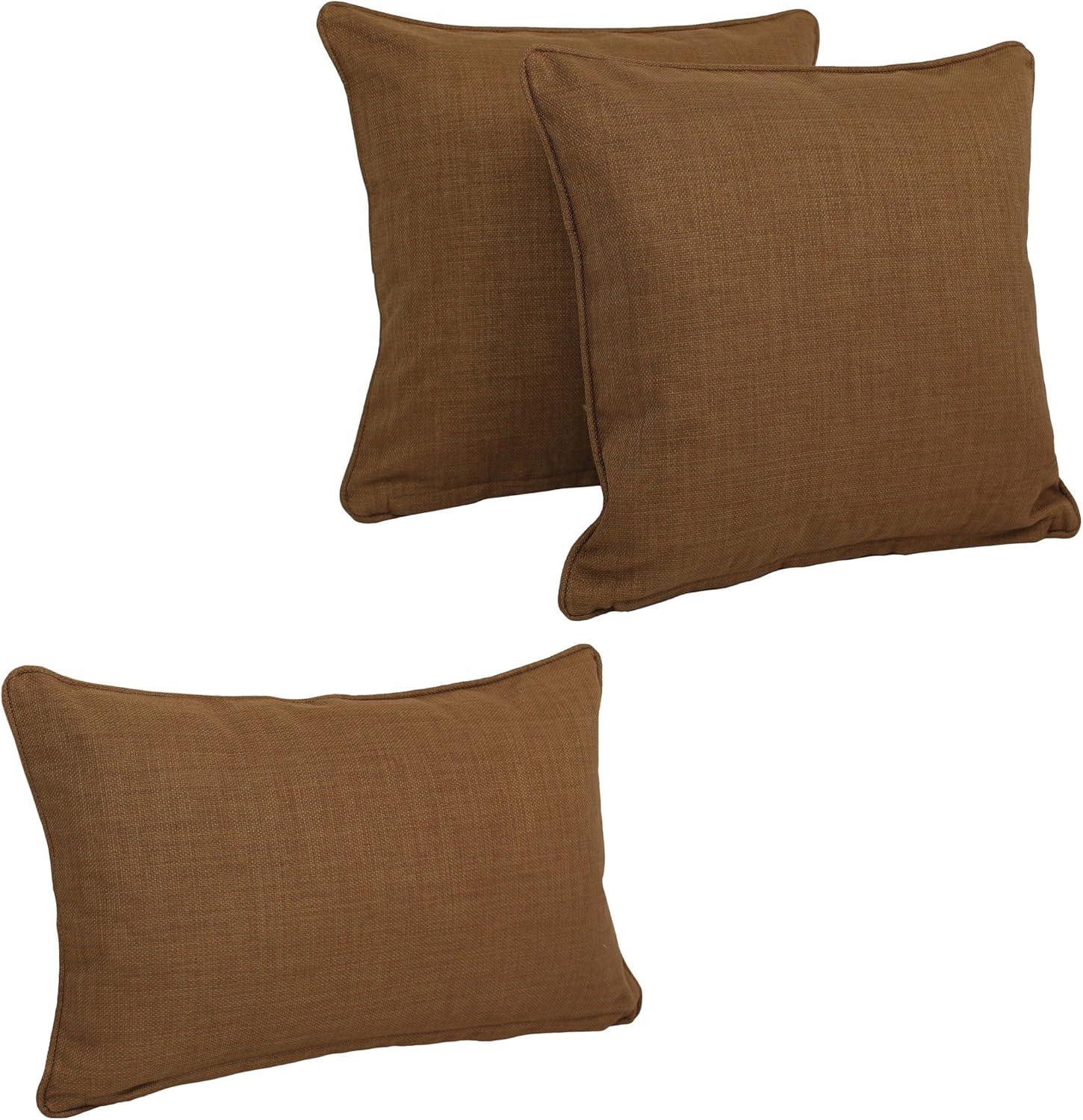 Blazing Needles Indoor/Outdoor Corded Throw Pillow Set, Mocha 3 Count