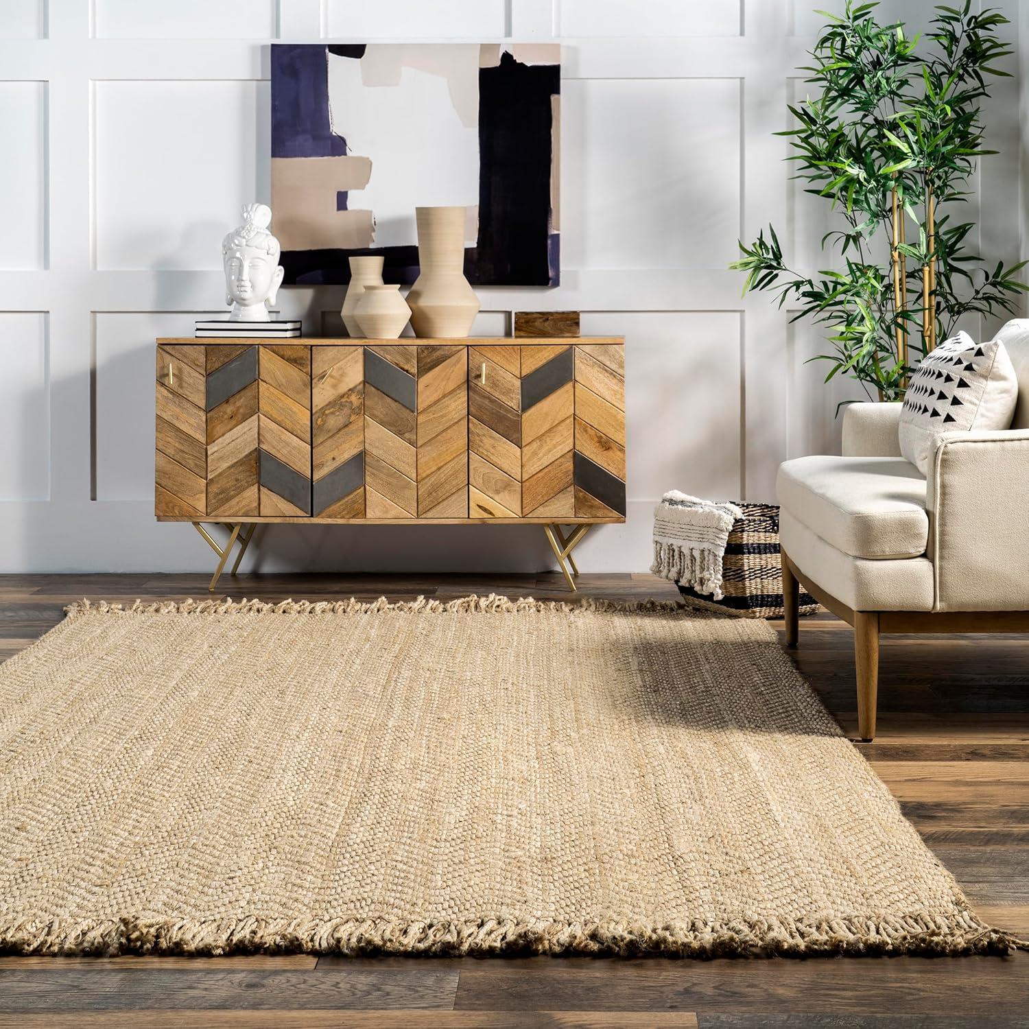 nuLOOM Wavy Chevron Jute Area Rug, 6' x 9', Natural