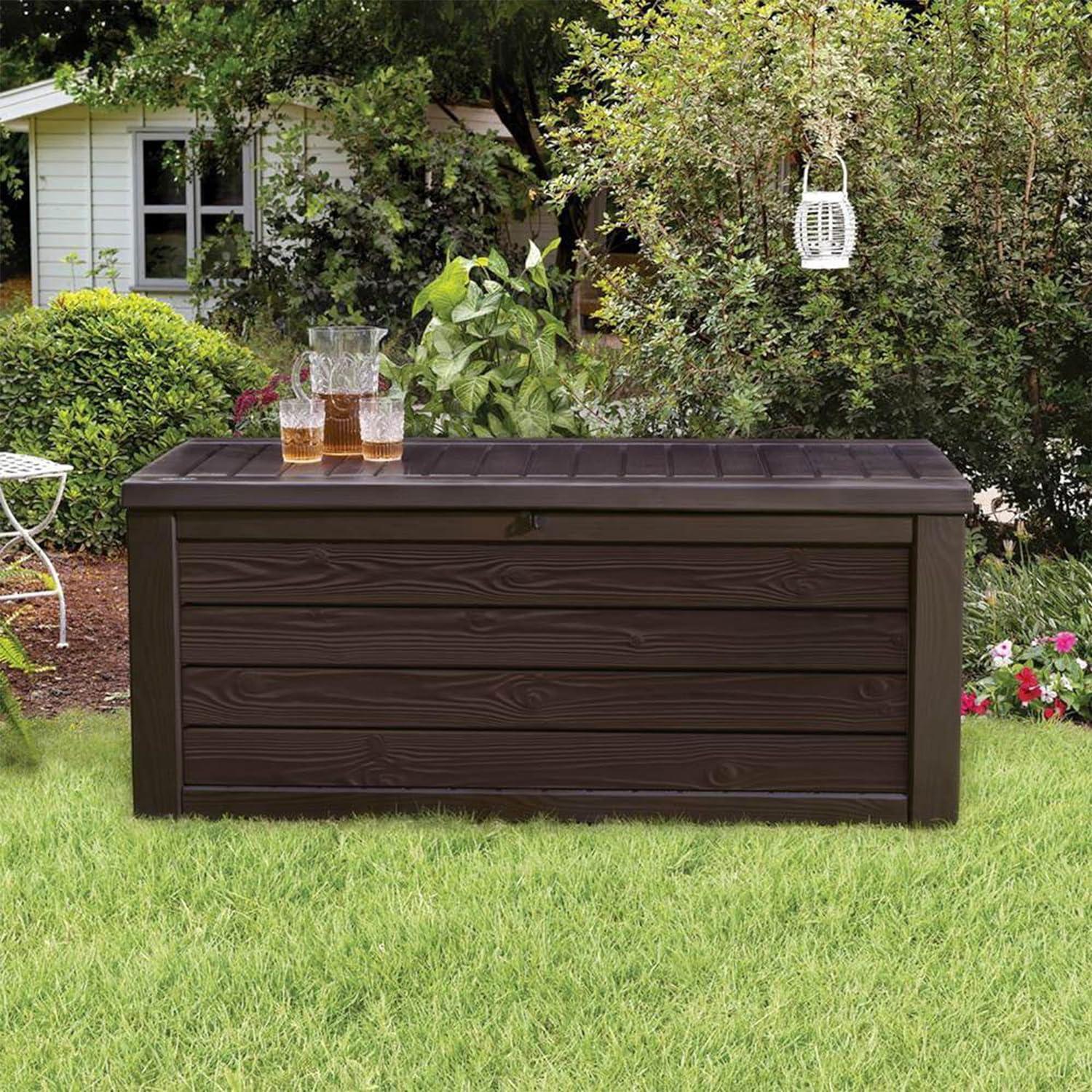 Westwood Resin Wicker 150 Gallon Outdoor Storage Deck Box, Dark Brown