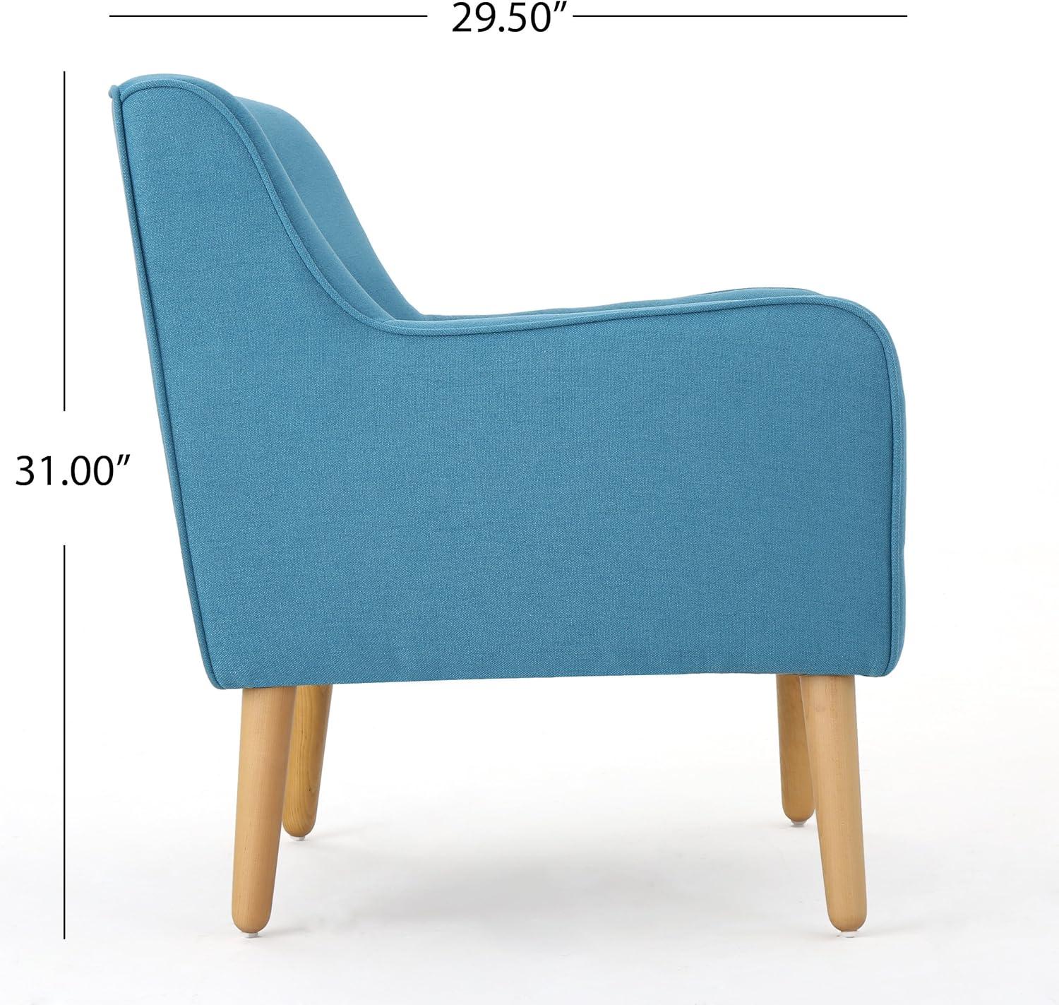 Felicity Mid-Century Armchair Teal: Upholstered, Tufted, Wooden Legs - Christopher Knight Home