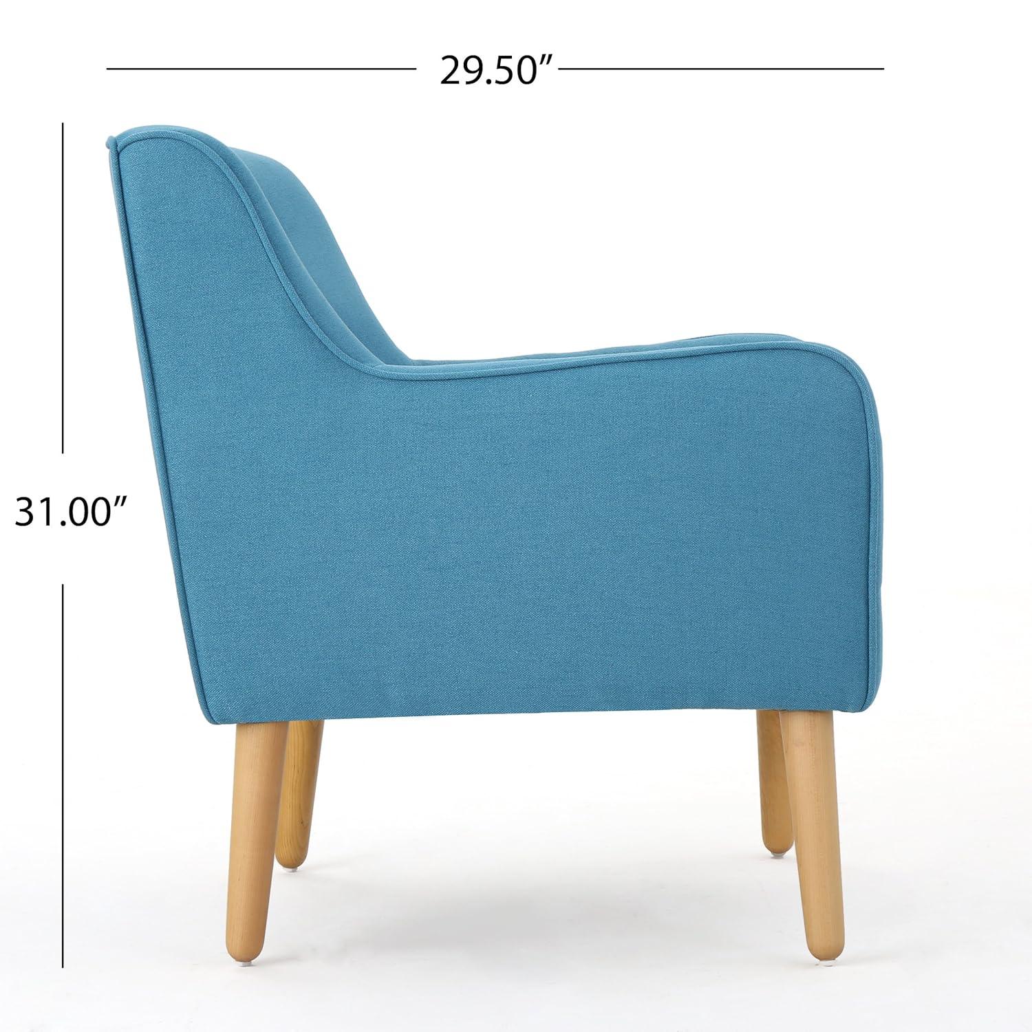 Felicity Mid-Century Armchair Teal: Upholstered, Tufted, Wooden Legs - Christopher Knight Home