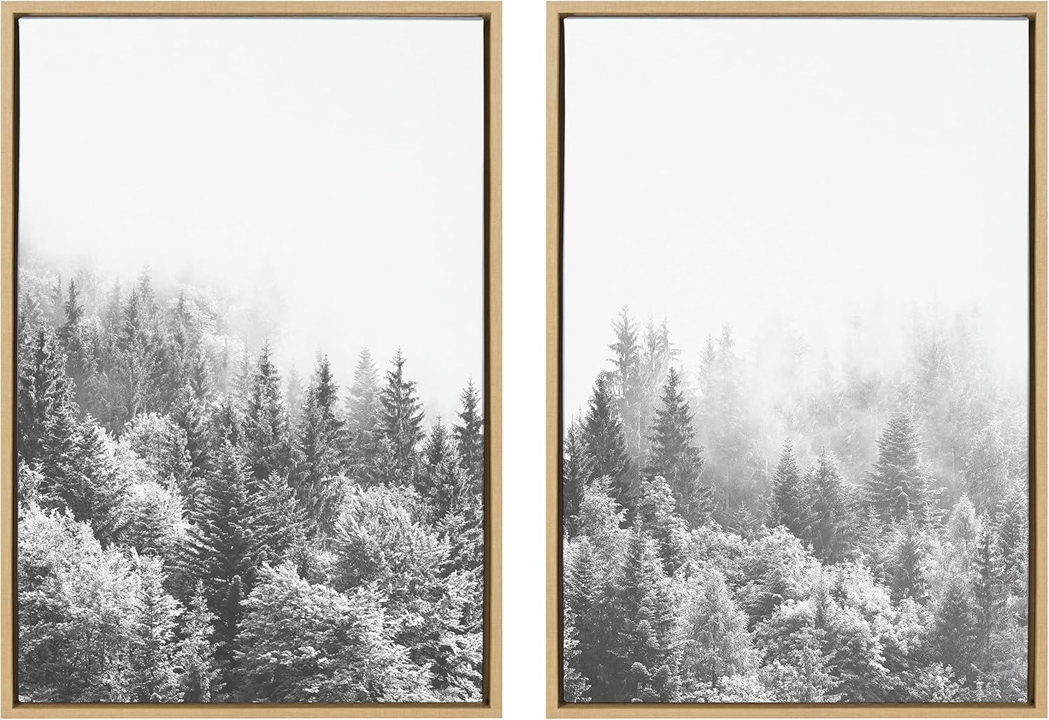 (Set of 2) 23" x 33" Sylvie Forest On A Foggy Day Black and White Framed Canvas Set - Kate & Laurel All Things Decor