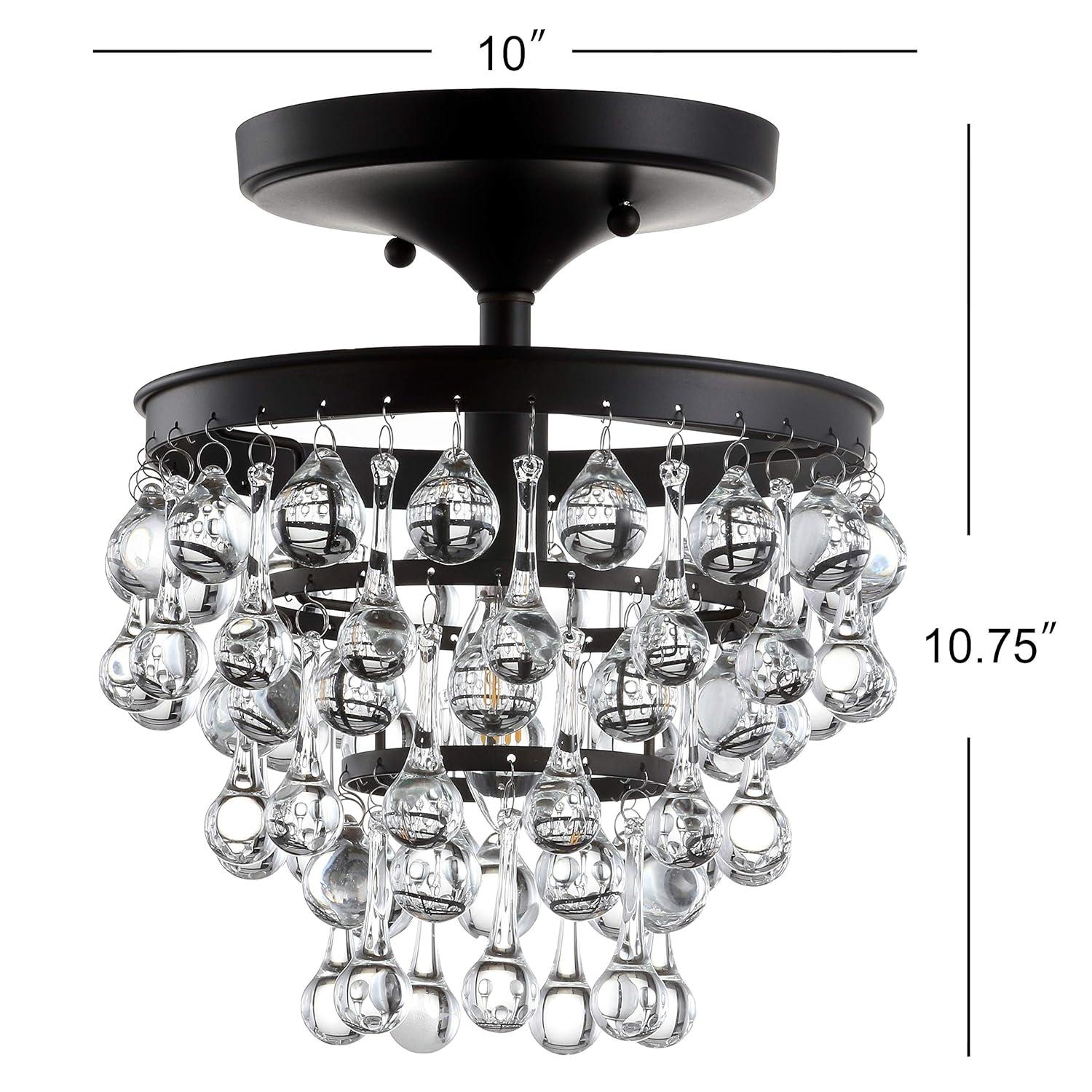 JONATHAN Y Toronto 10" Metal/Crystal LED Flush Mount, Oil Rubbed Bronze